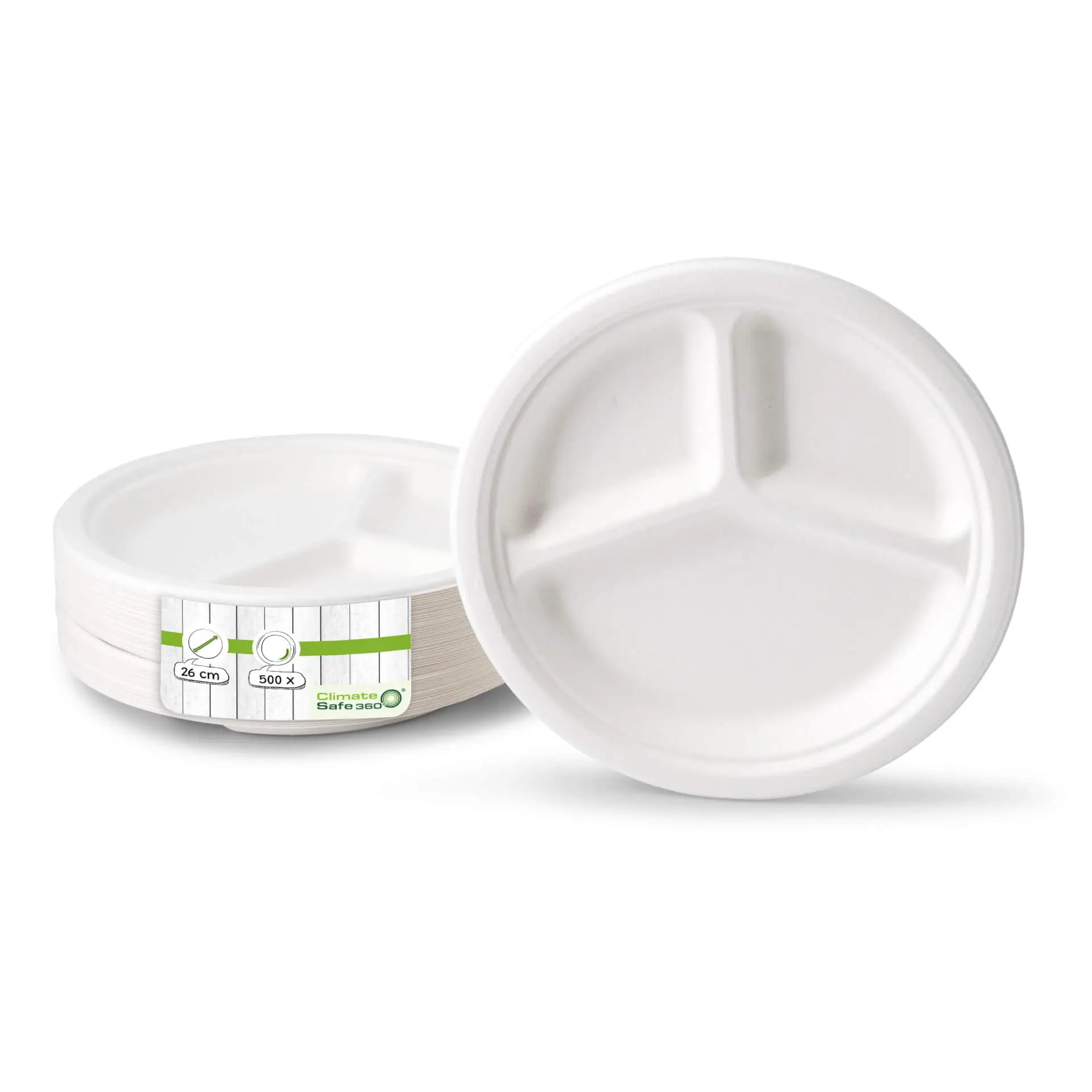 Ø 26 cm, 3 compartments, round, Sugarcane-menu plate