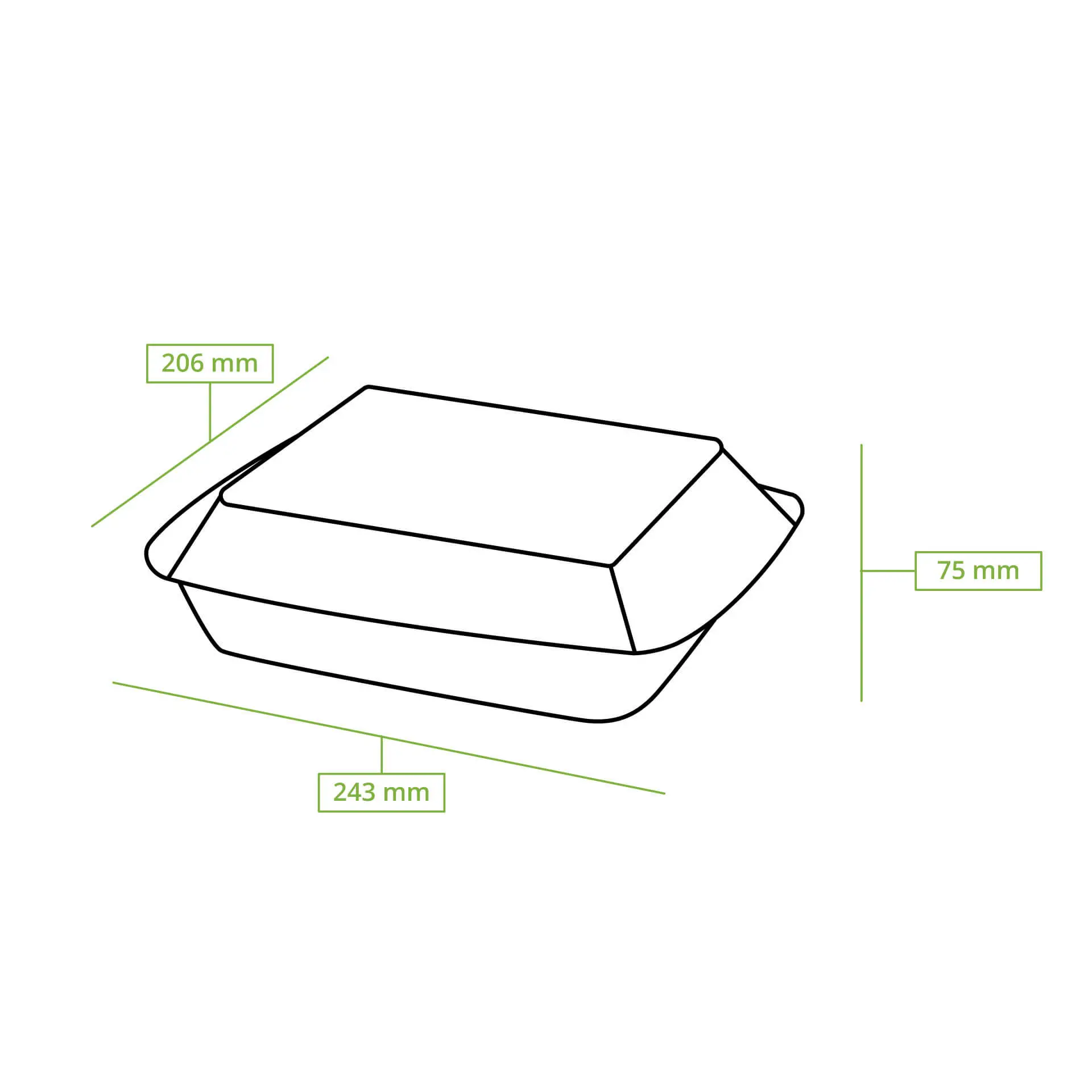 Sugarcane-menu containers 25 x 20 x 7.5 cm, 3 compartments, HP4/3,  hinged-lid, rectangular