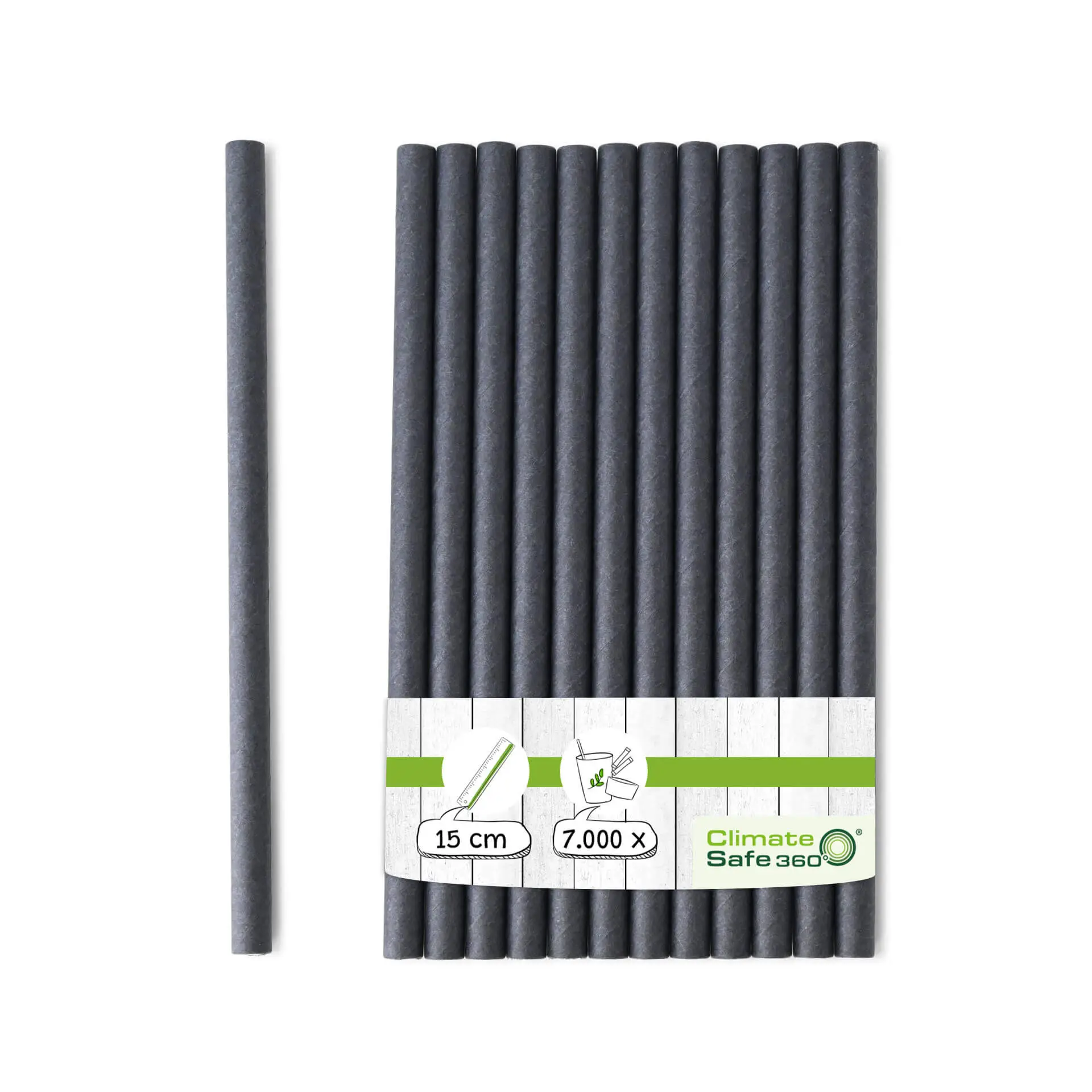 15 cm, Ø 0.7 cm Paper-cocktail straws, black