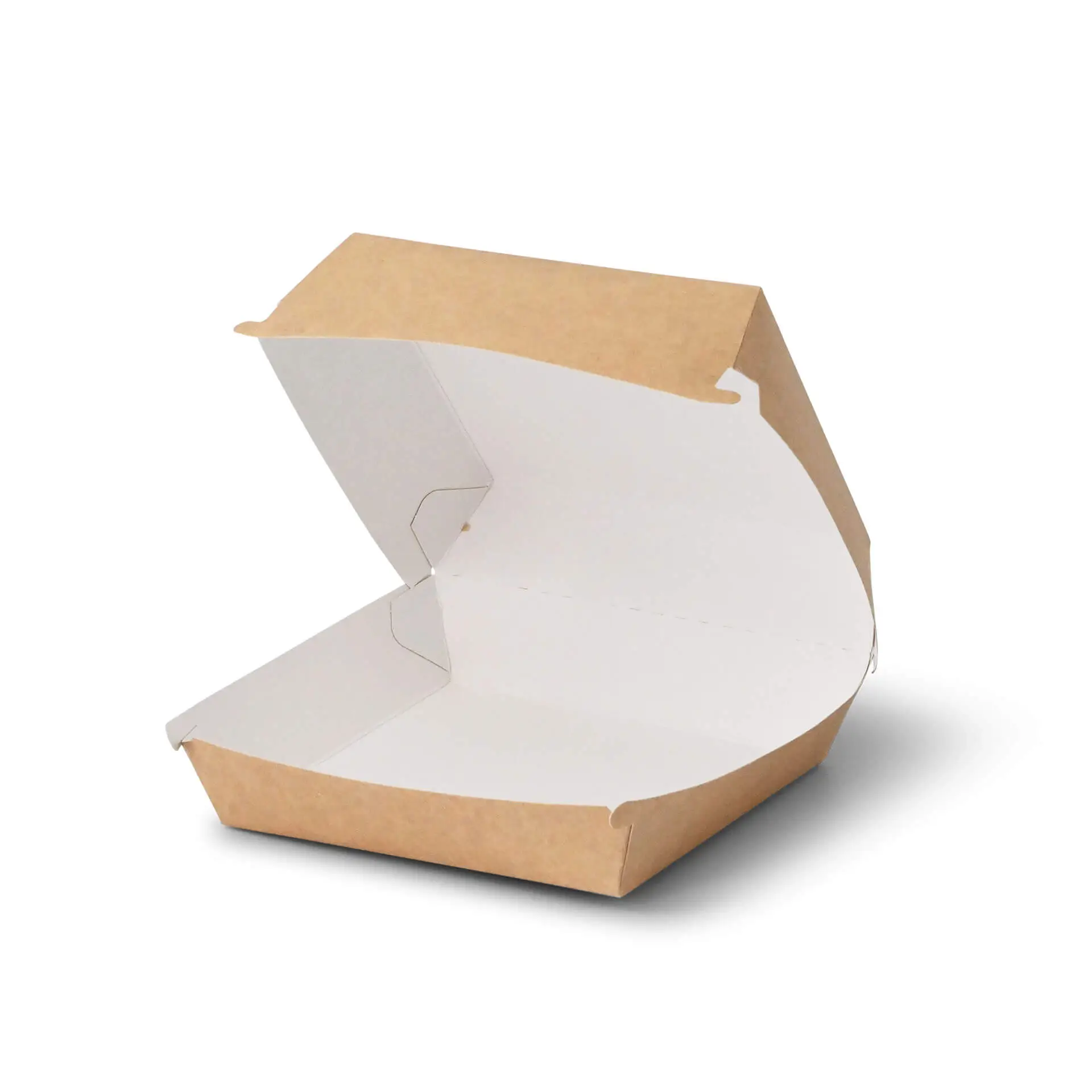 Takeaway burger boxes 14.5 x 14.5 x 8 cm, kraft-white