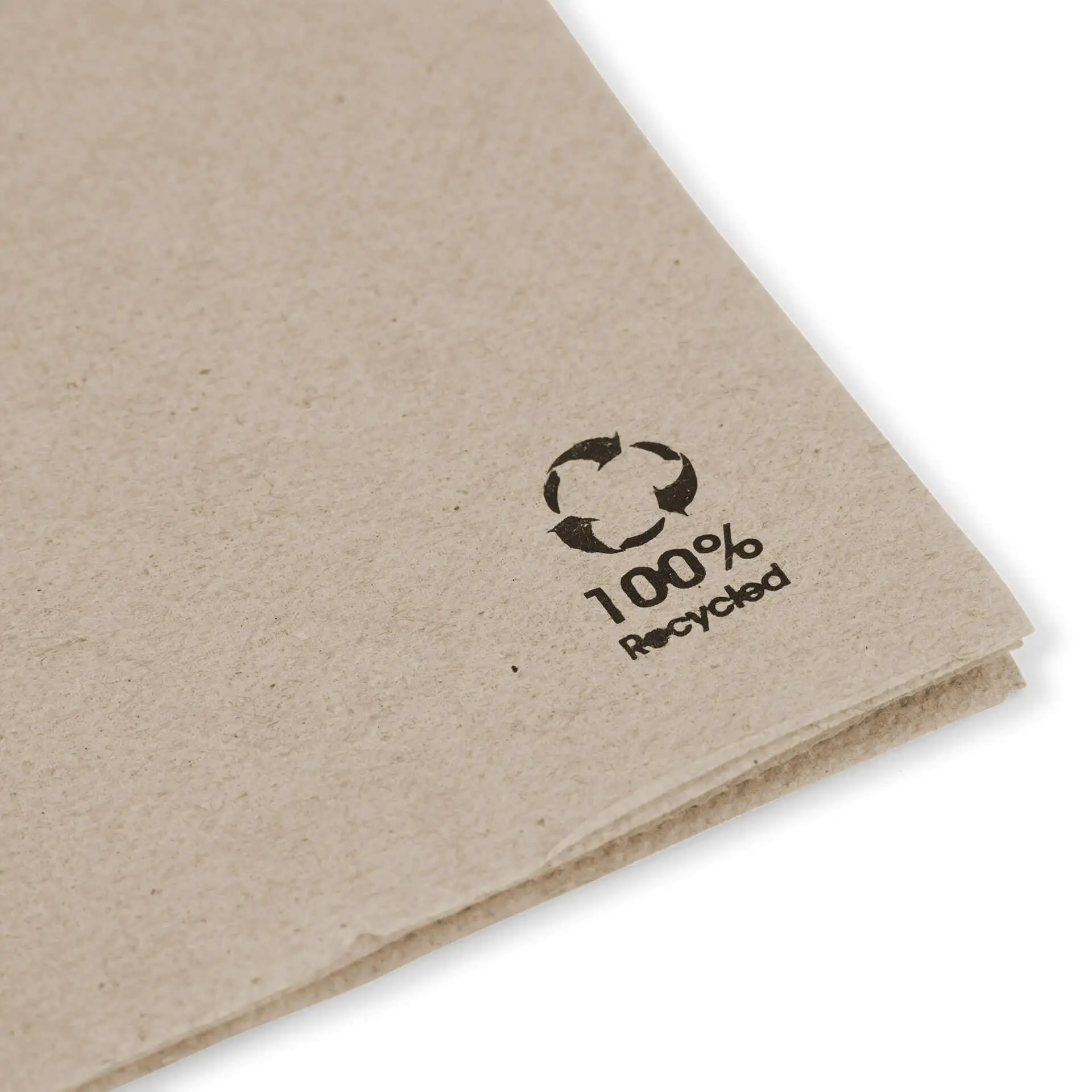 Cocktail napkins made of recycled paper (Premium) 20 x 20 cm, 2-ply, 1/4 fold, unbleached