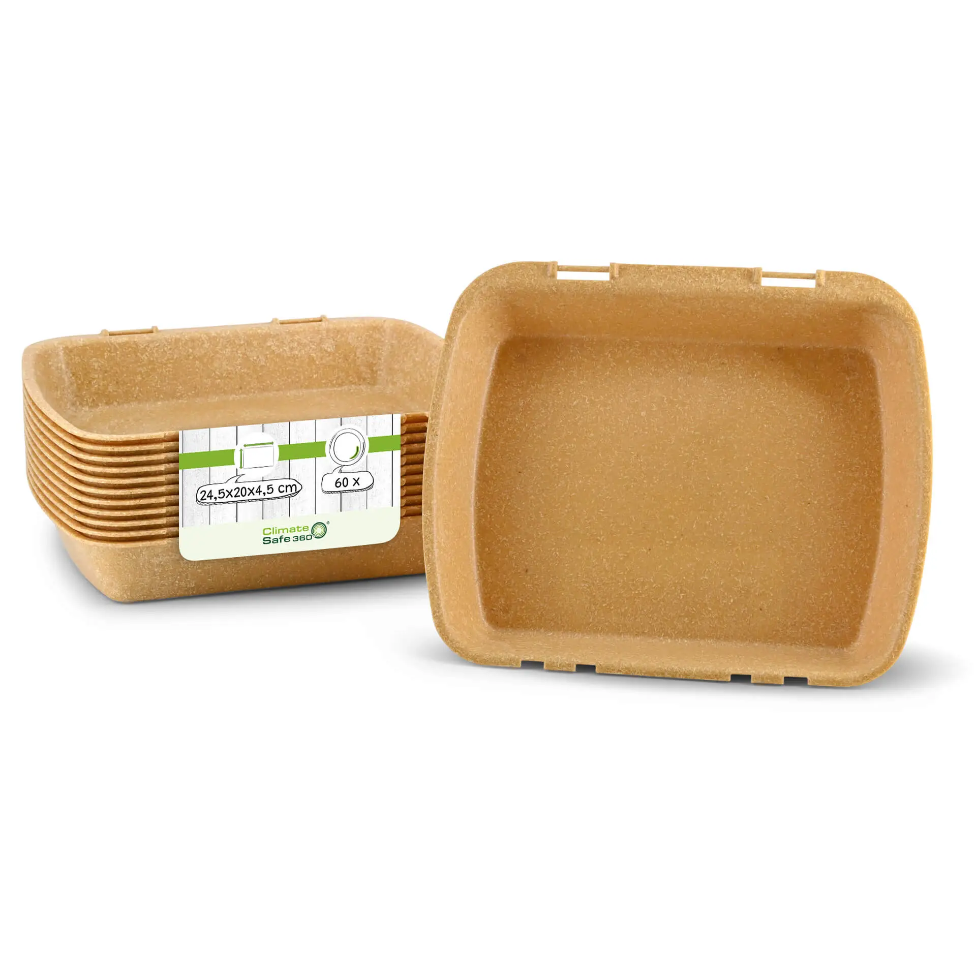 Reusable menu-containers merways-Box 24,5 x 20 x 4,5 cm, HP4, caramell / brown