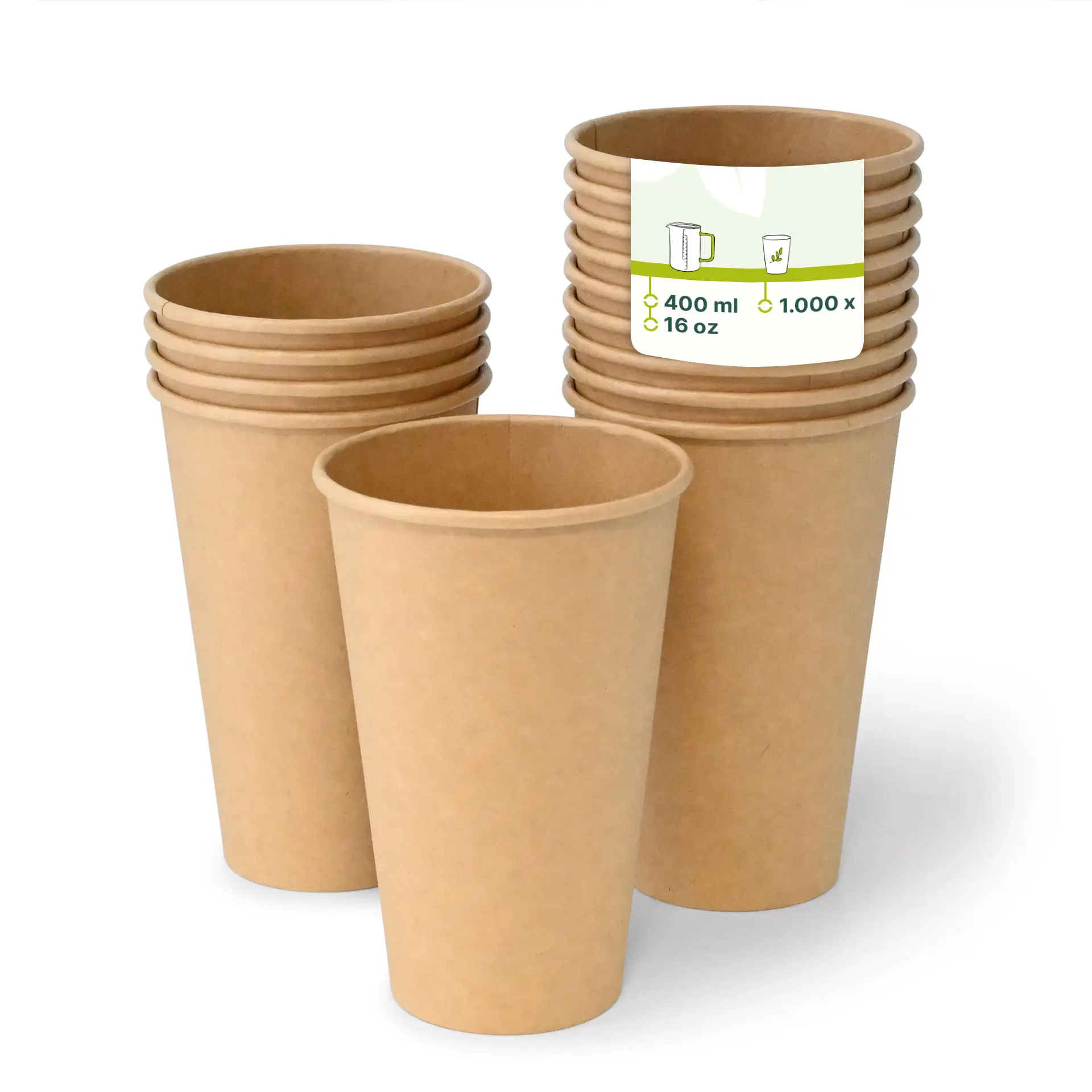 16 oz Paper cups single wall, Ø 90 mm, kraft