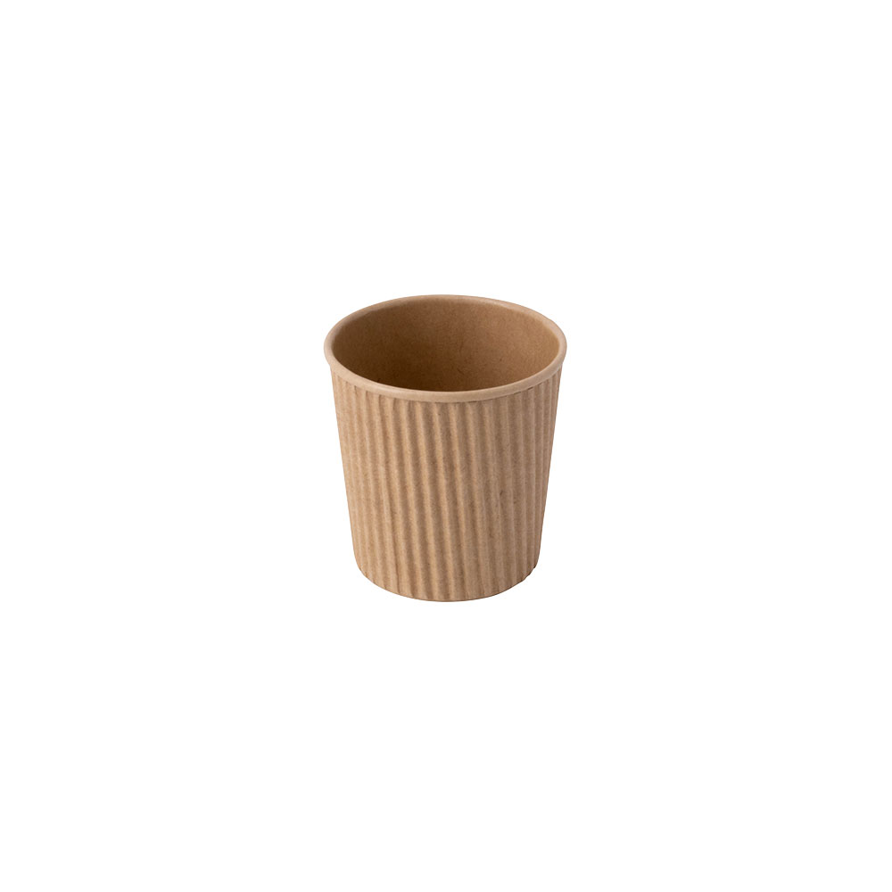 Riffelbecher / Kaffee to go Becher 100 ml / 4 oz, Ø 62 mm, braun