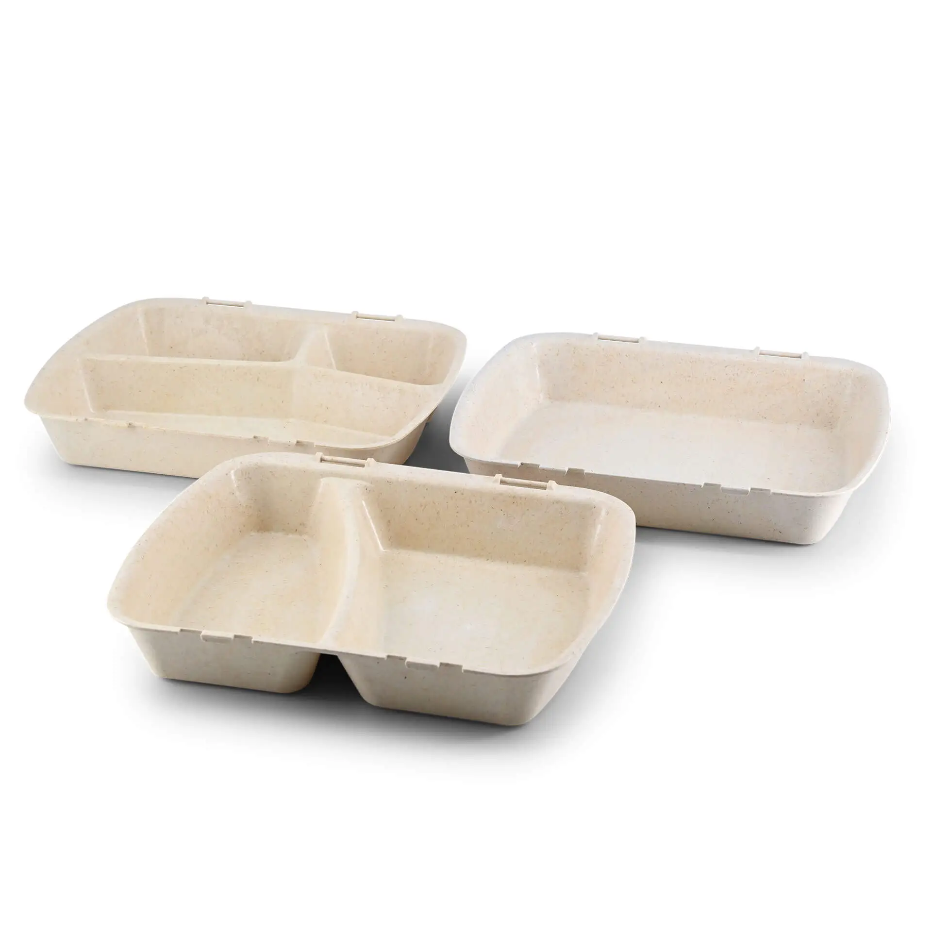 Reusable meal containers "merways Box" 24.5 x 20 x 4.5 cm, 2 compartments, HP4/2, cashew / creamy white