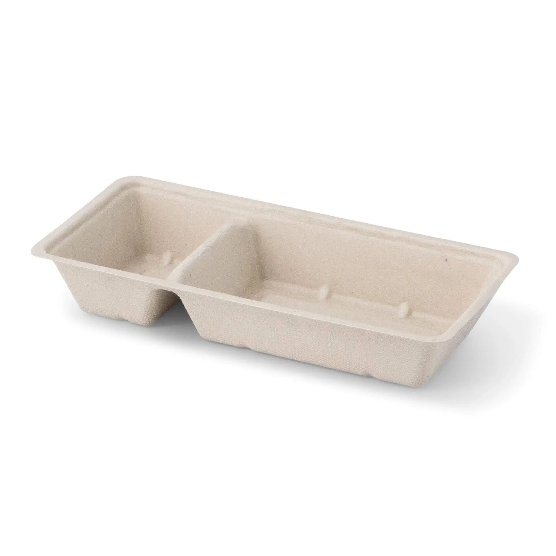 Sugarcane-fries-trays, 2 compartments, 9.5 x 20 x 3.5 cm