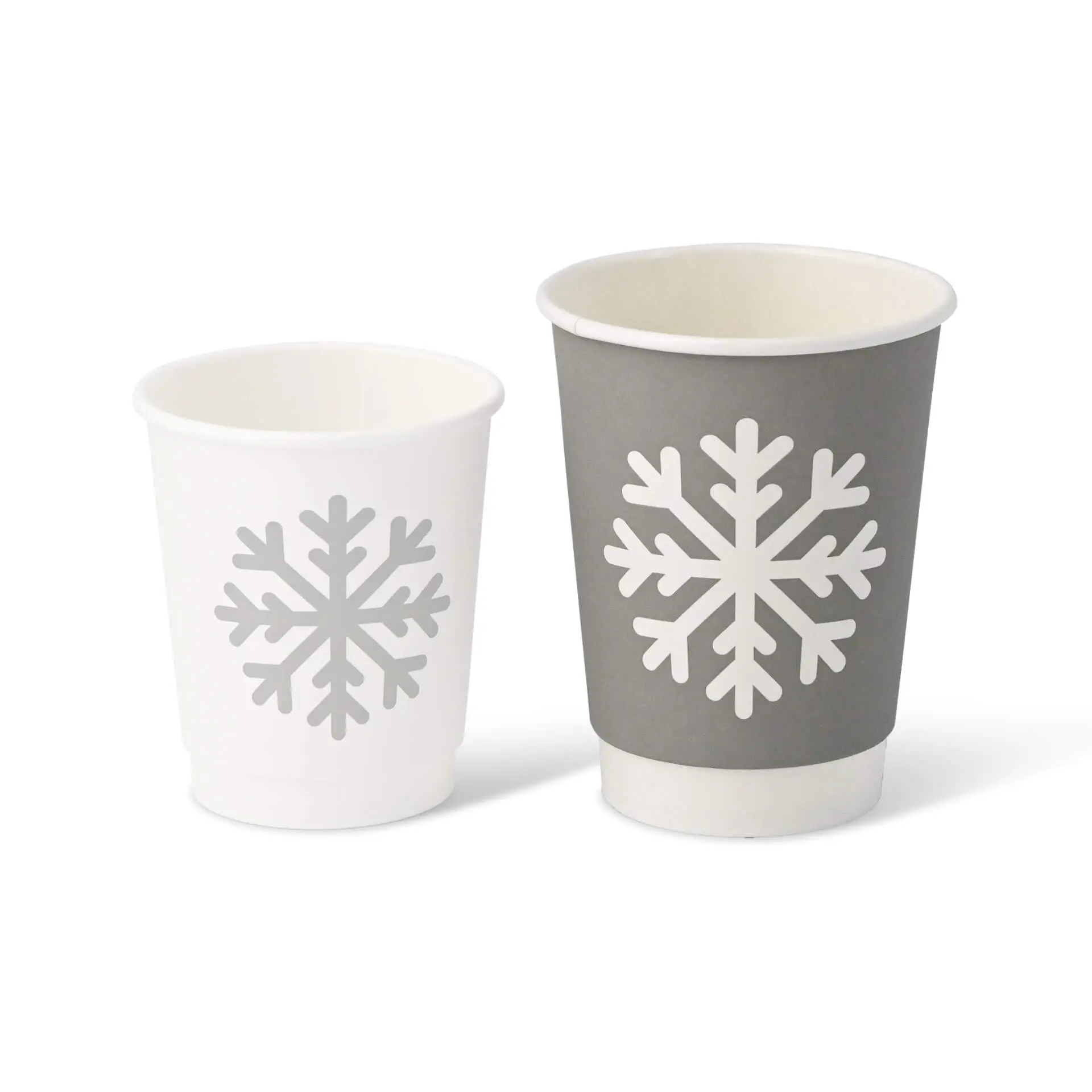 Double-walled paper cup Winter "Snowflake", 300 ml / 12 oz, Ø 90 mm, grey