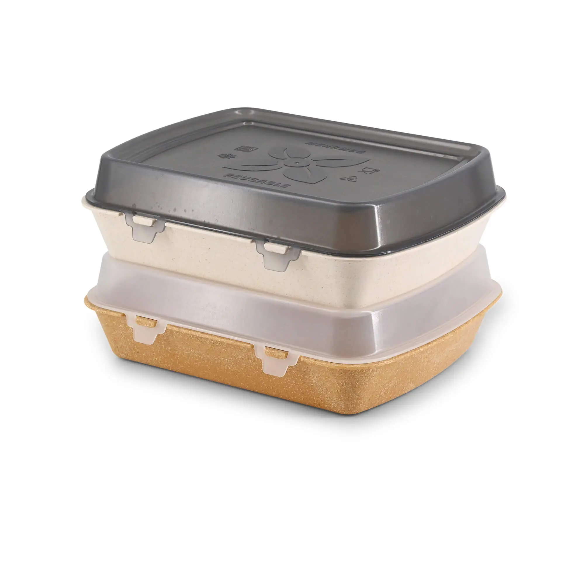 Reusable menu-containers merways-Box 24,5 x 20 x 4,5 cm, HP4, cashew / creamy white