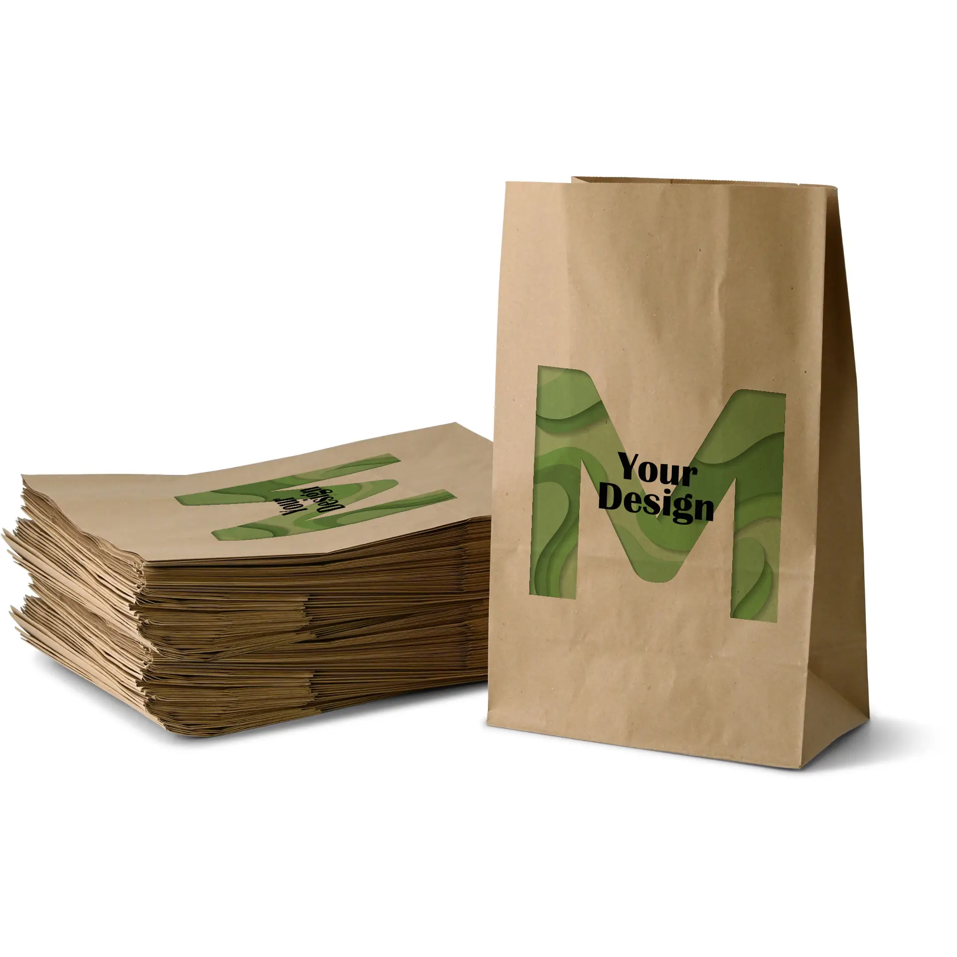 Paper bag custom printing M 22 x 12 x 36 cm, kraft