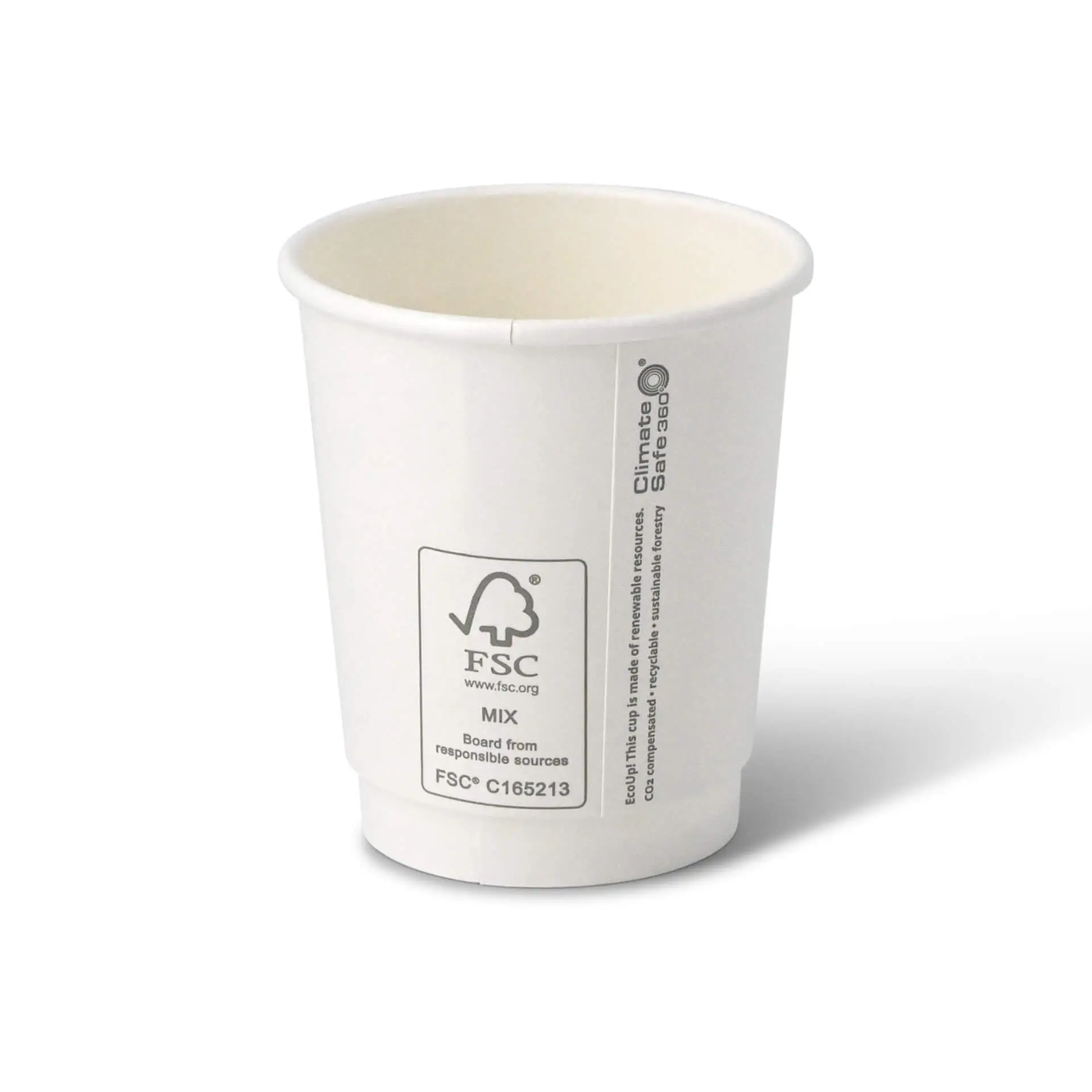 Double-walled paper cup Winter "Snowflake", 200 ml / 8 oz, Ø 80 mm, white