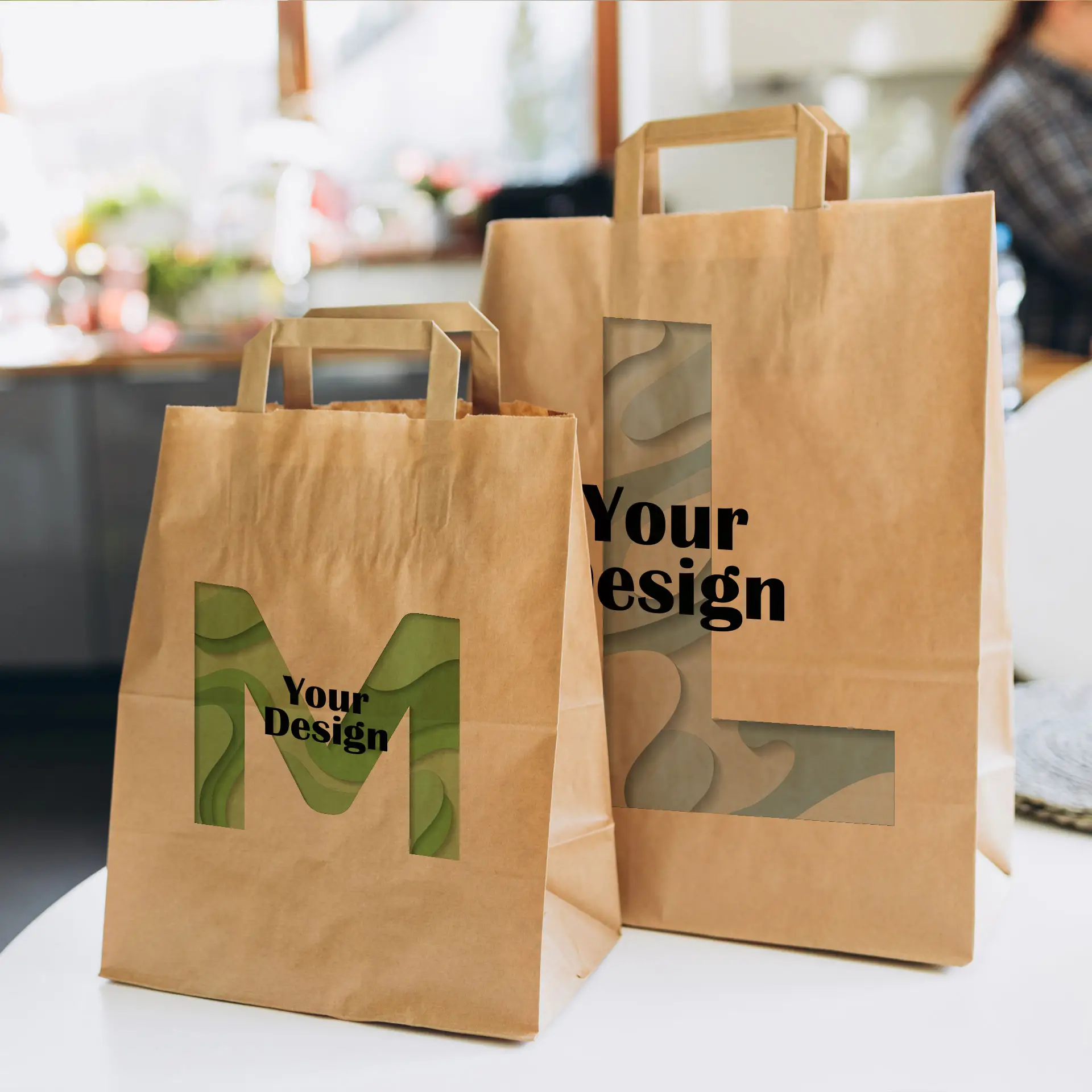 Paper bag printing with logo L, 26 x 12 x 35 cm, kraft