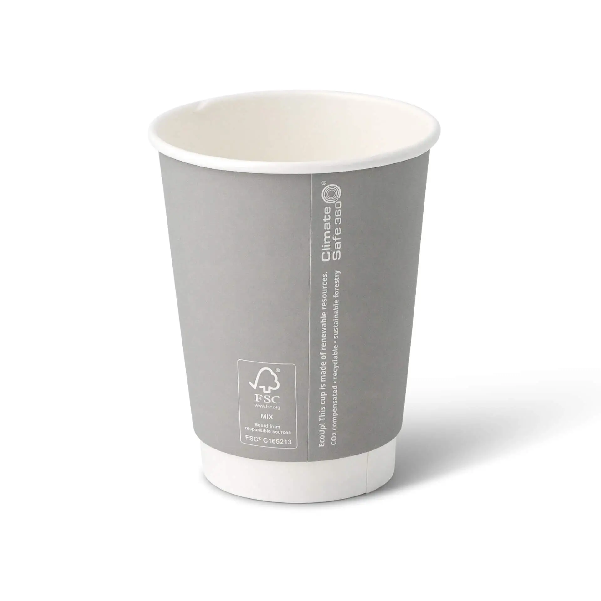 Double-walled paper cup Winter "Snowflake", 300 ml / 12 oz, Ø 90 mm, grey