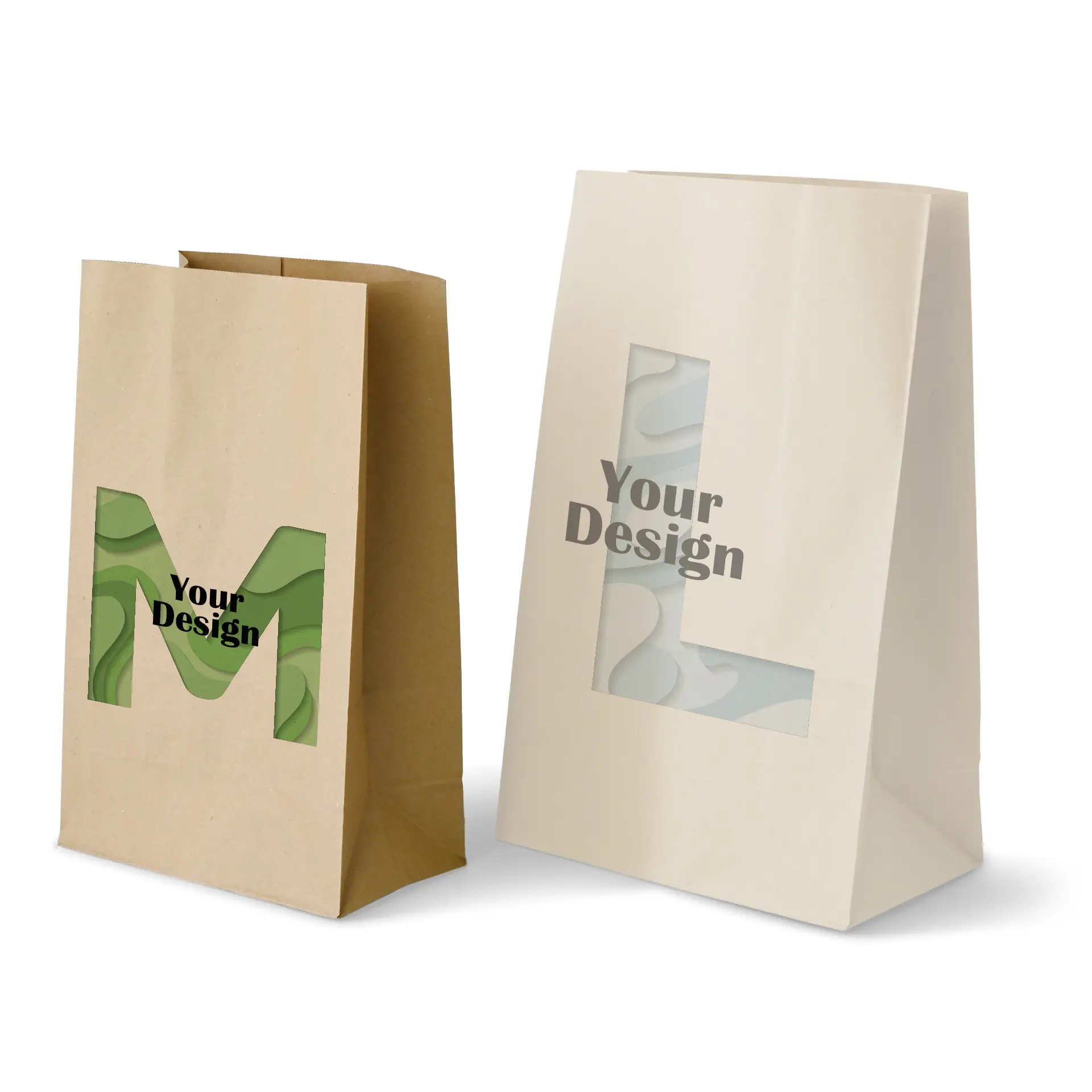 Paper bag custom printing M 22 x 12 x 36 cm, kraft