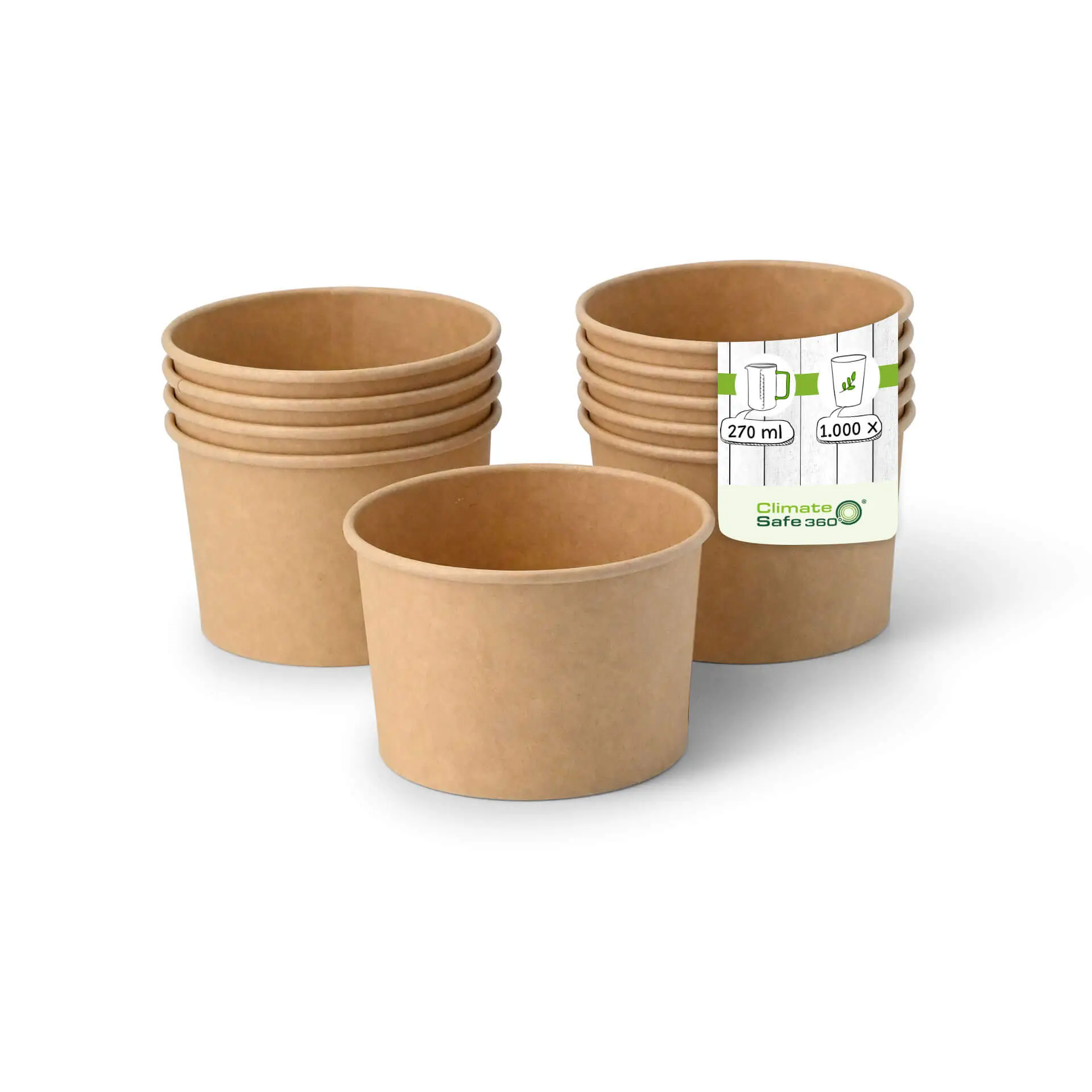 8 oz, max. 9.5 oz Paper cups ice cream M (coated), Ø 92 mm, brown