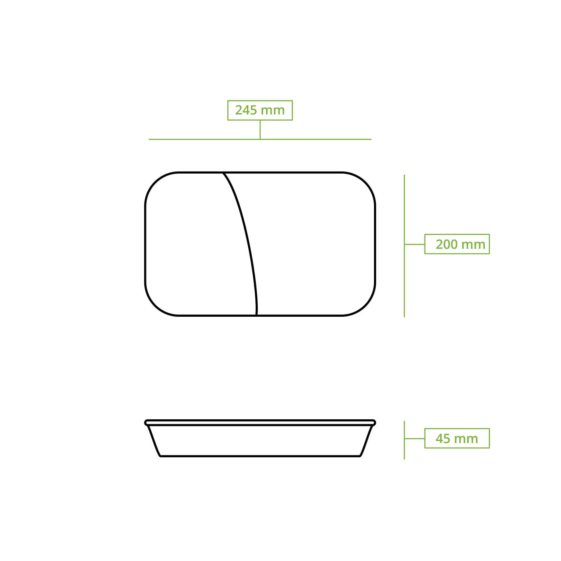 Reusable meal container "merways Box" 24.5 x 20 x 4.5 cm, 2 compartments, HP4/2, pepper / grey