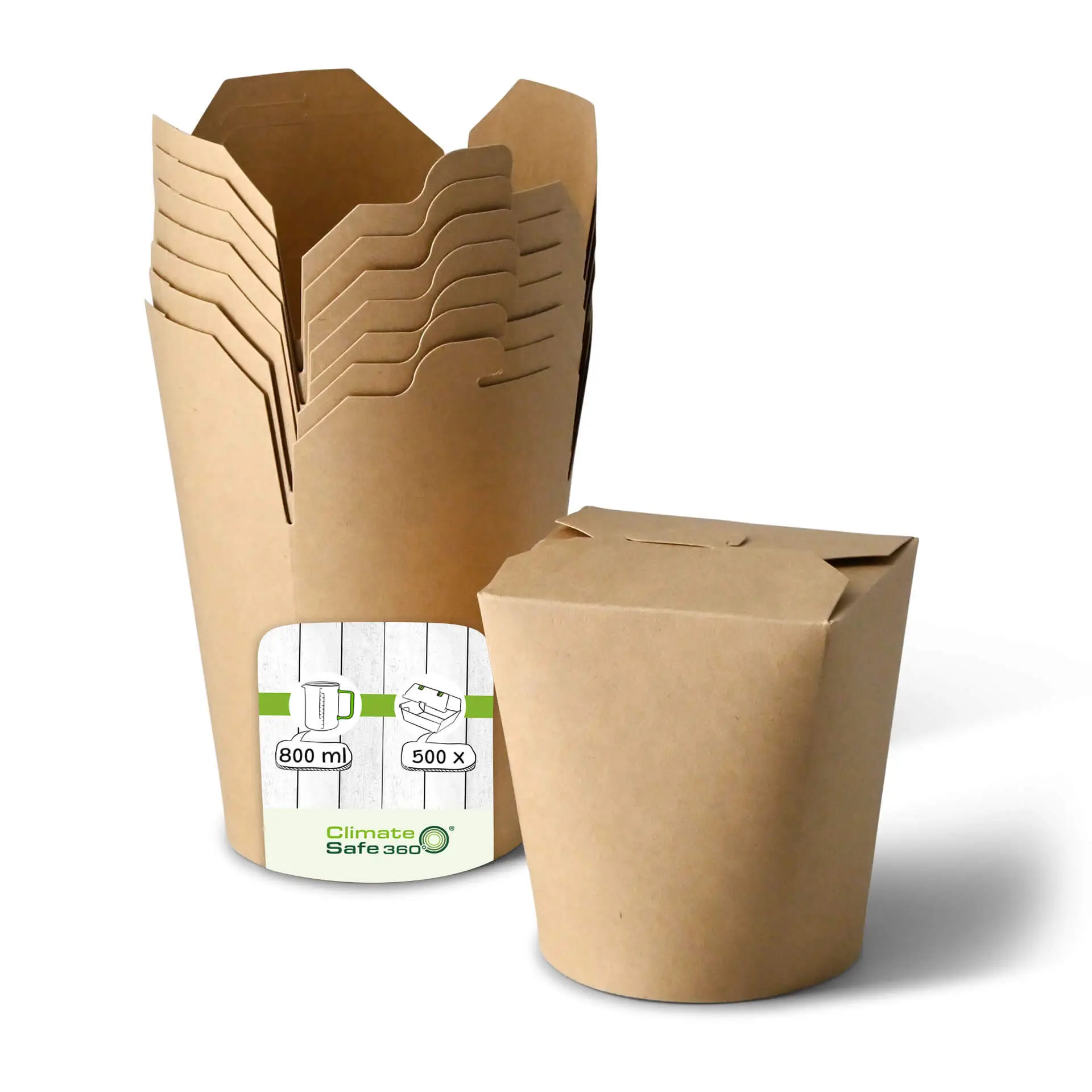 Noodle Boxes 800 ml, kraft, PLA-coated