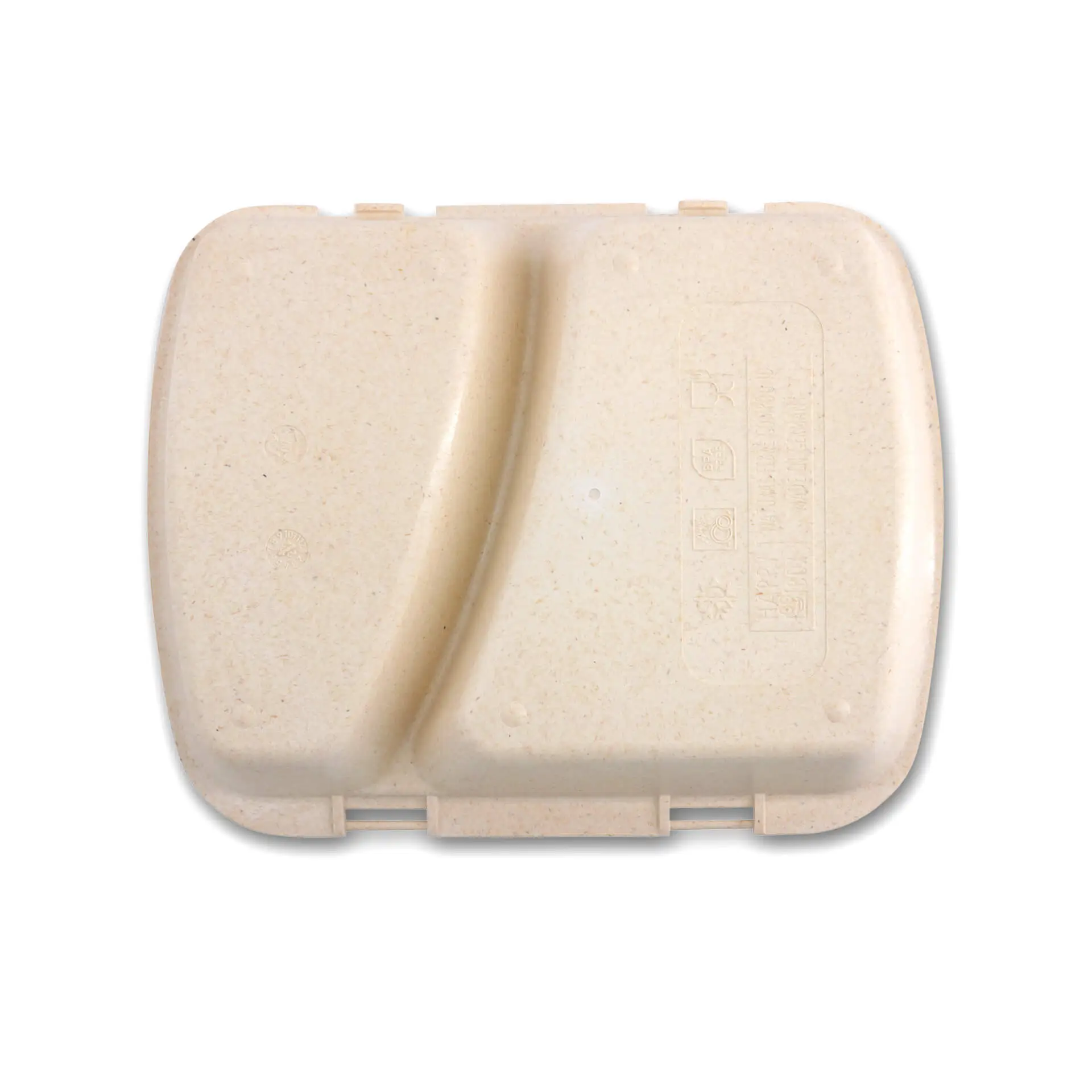 Reusable meal containers "merways Box" 24.5 x 20 x 4.5 cm, 2 compartments, HP4/2, cashew / creamy white