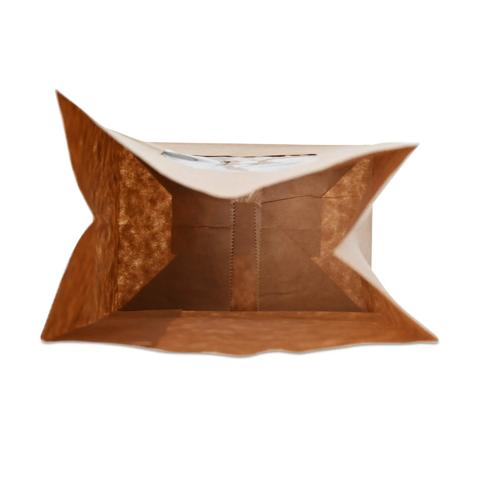 Block bottom-bags with PLA-window L, 15 x 10 x 25 cm, brown, kraft paper