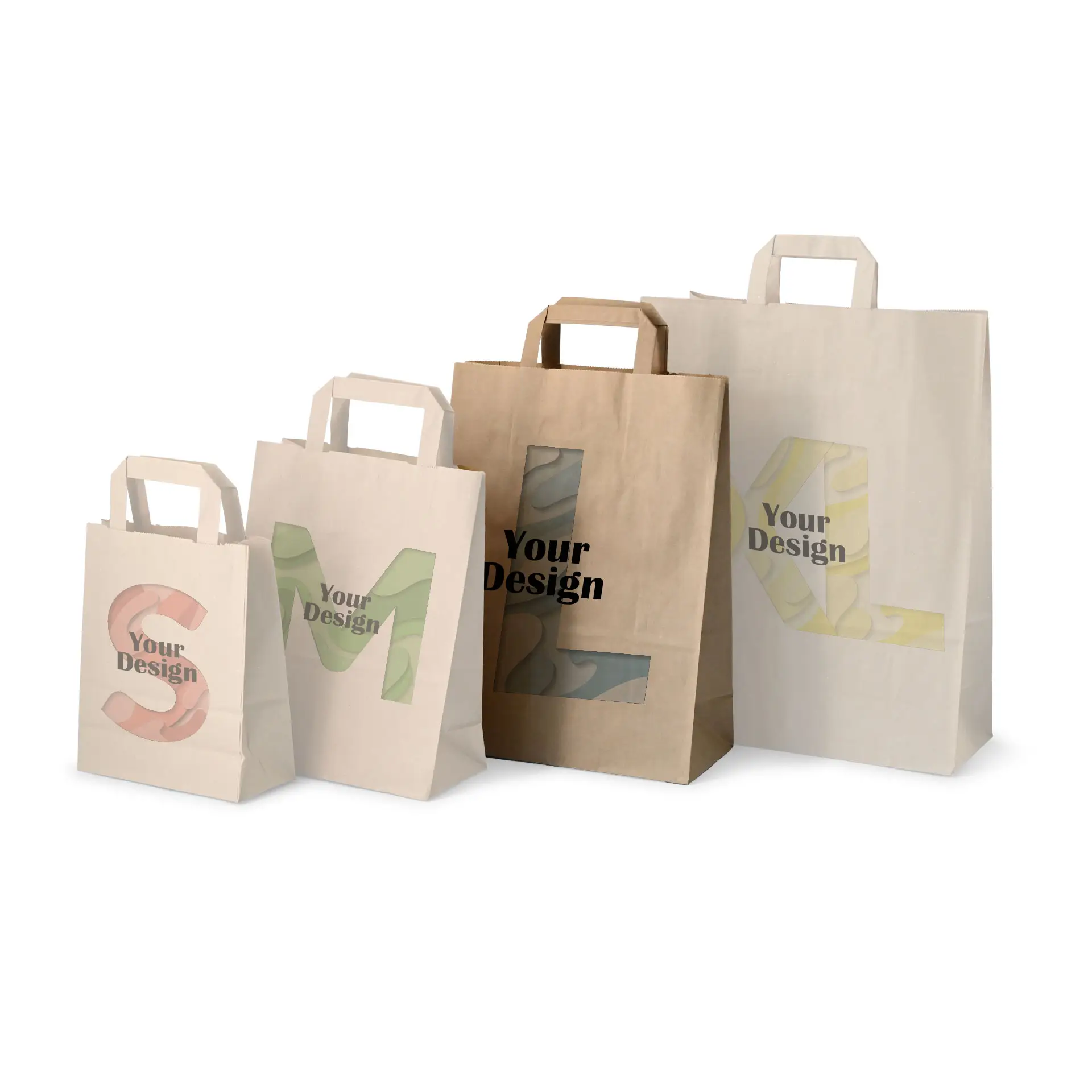 Paper bag printing with logo L, 26 x 12 x 35 cm, kraft