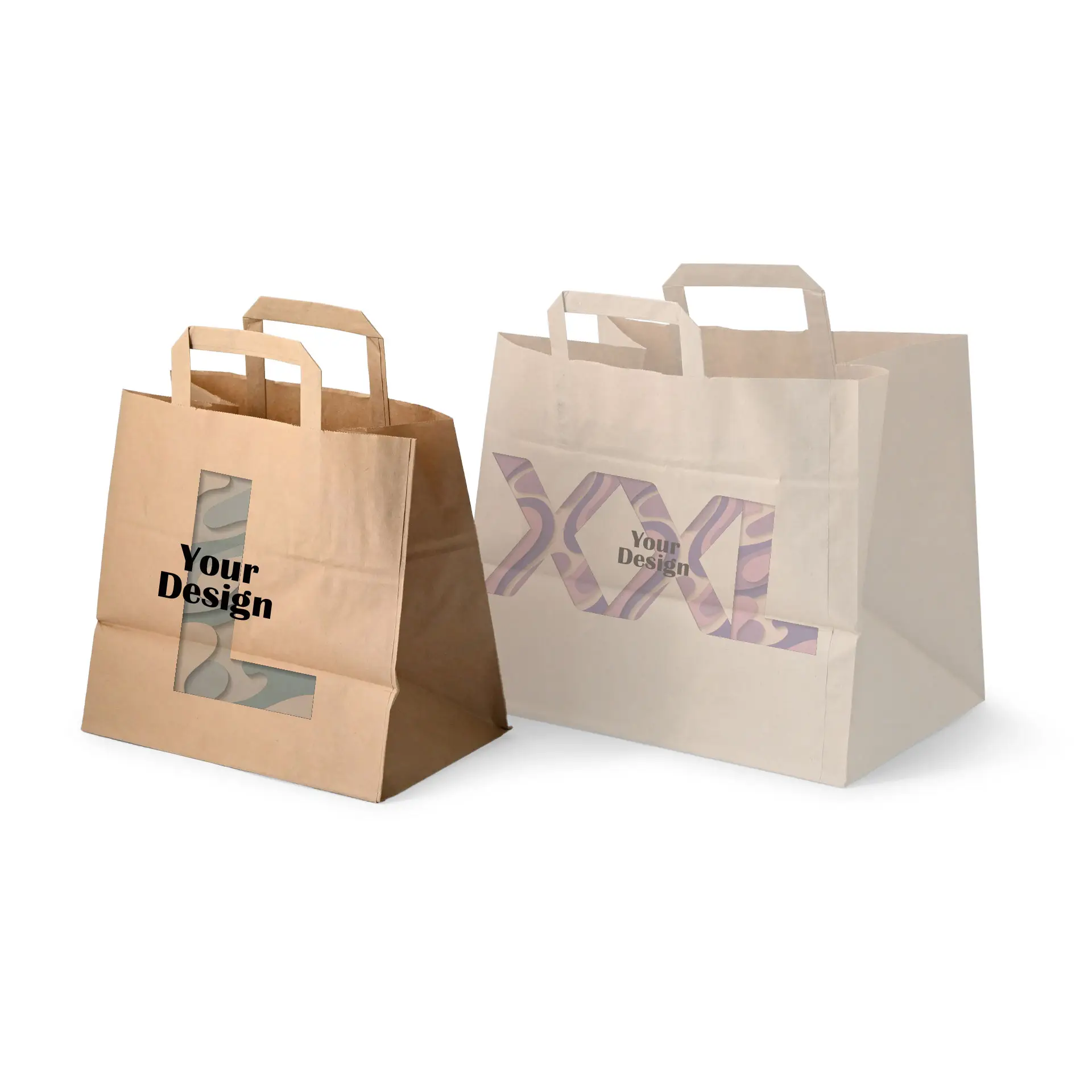 Paper bag printing with logo L, 26 x 17 x 25 cm, kraft, wide bottom