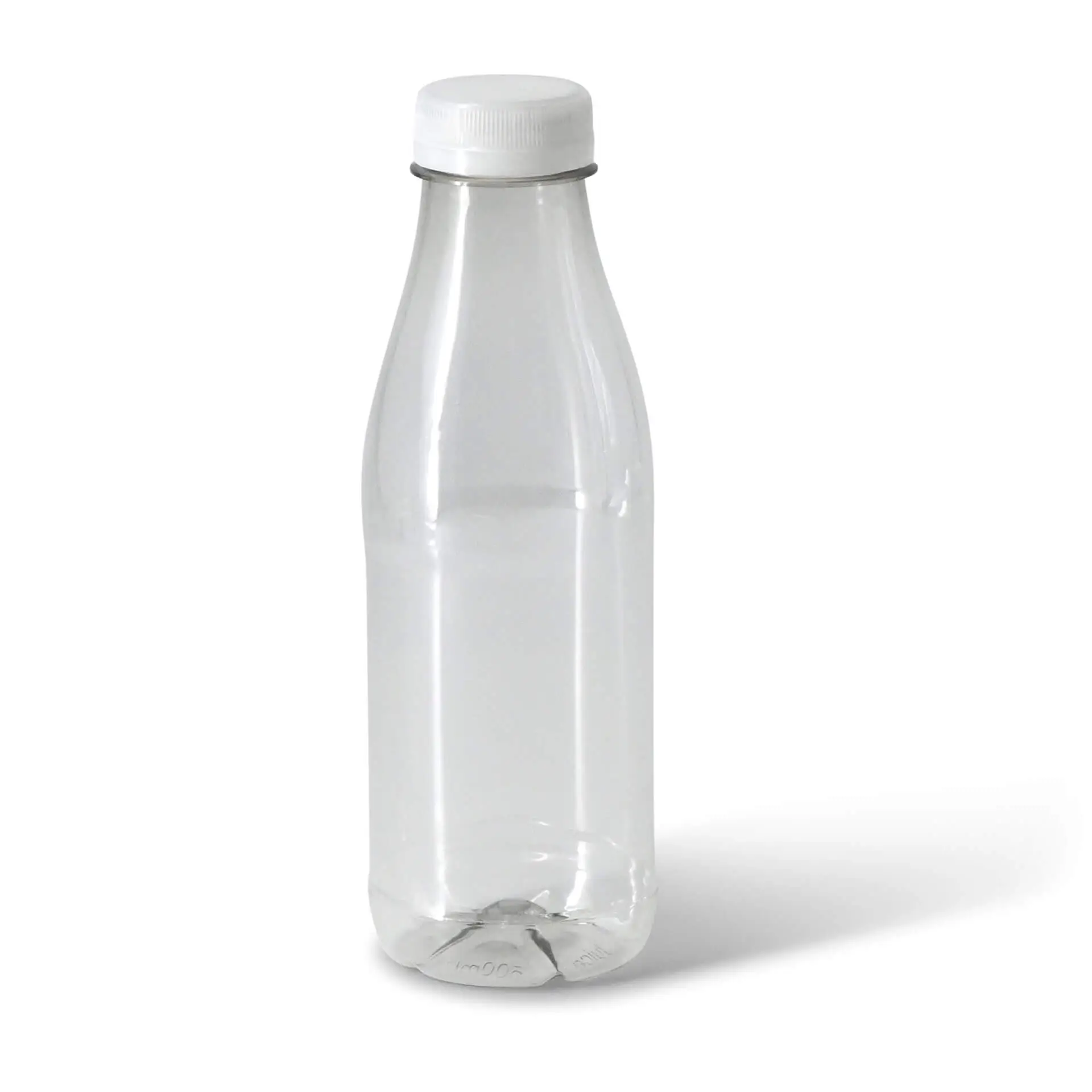 500 ml / 17.5 oz rPET bottles, clear, white lid