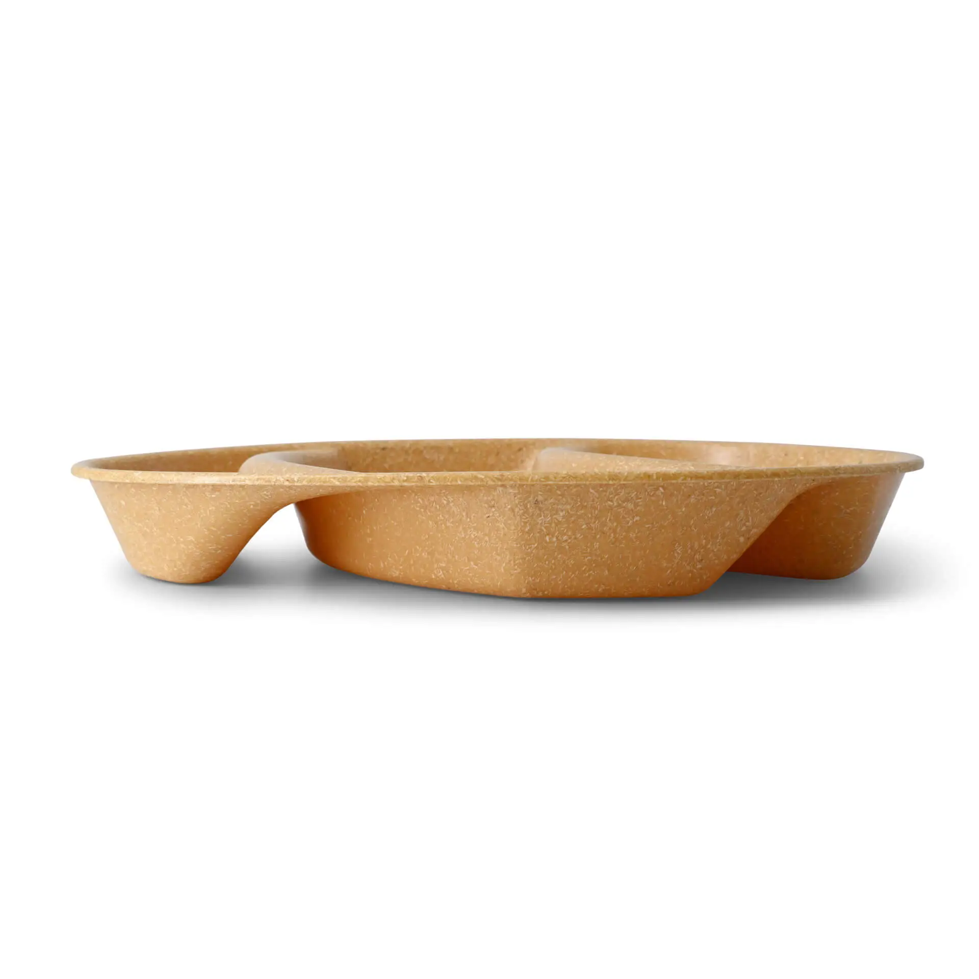 Reusable menu-plates "merways Plate" 27.5 x 20 x 3.5 cm, 3 compartments, tear drop, caramell / brown