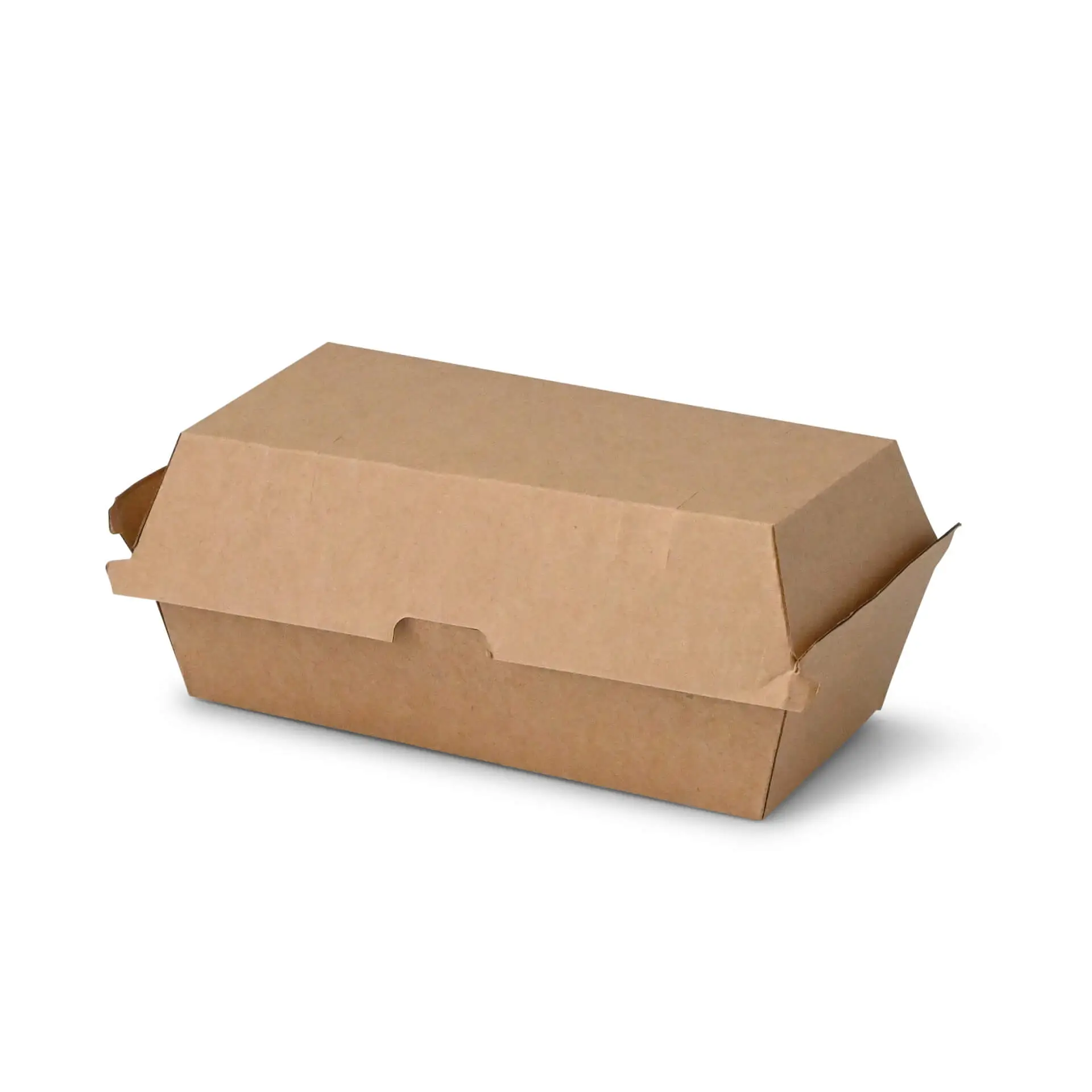 Takeaway-hinged lid boxes 21.4 x 11.4 x 8.5 cm, kraft board