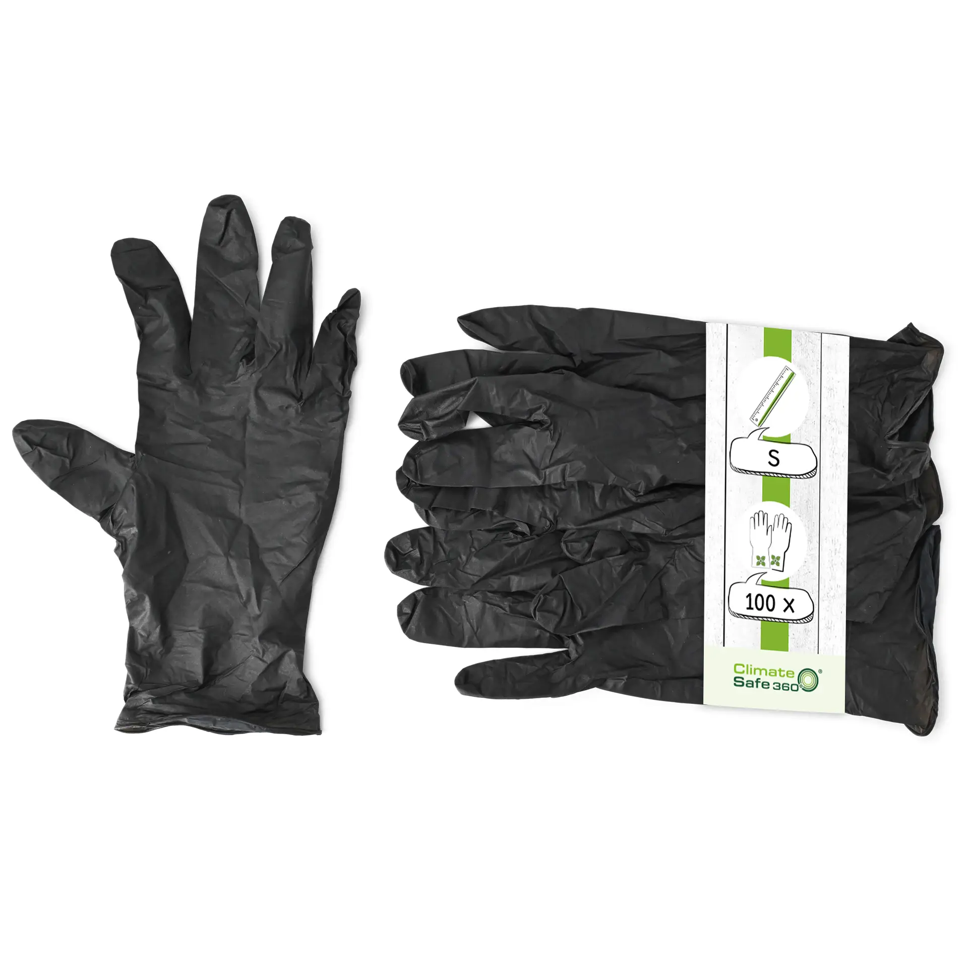 Nitrile gloves, black, size S, powderfree