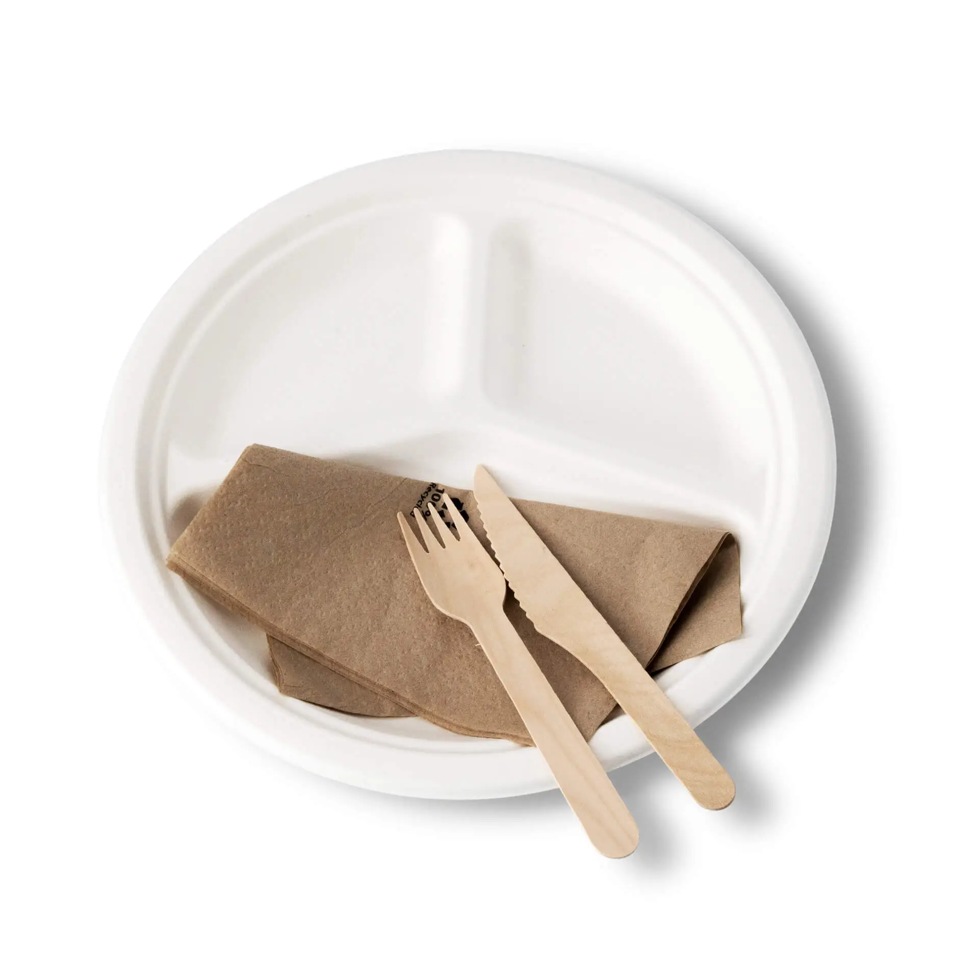 Ø 26 cm, 3 compartments, round, Sugarcane-menu plate