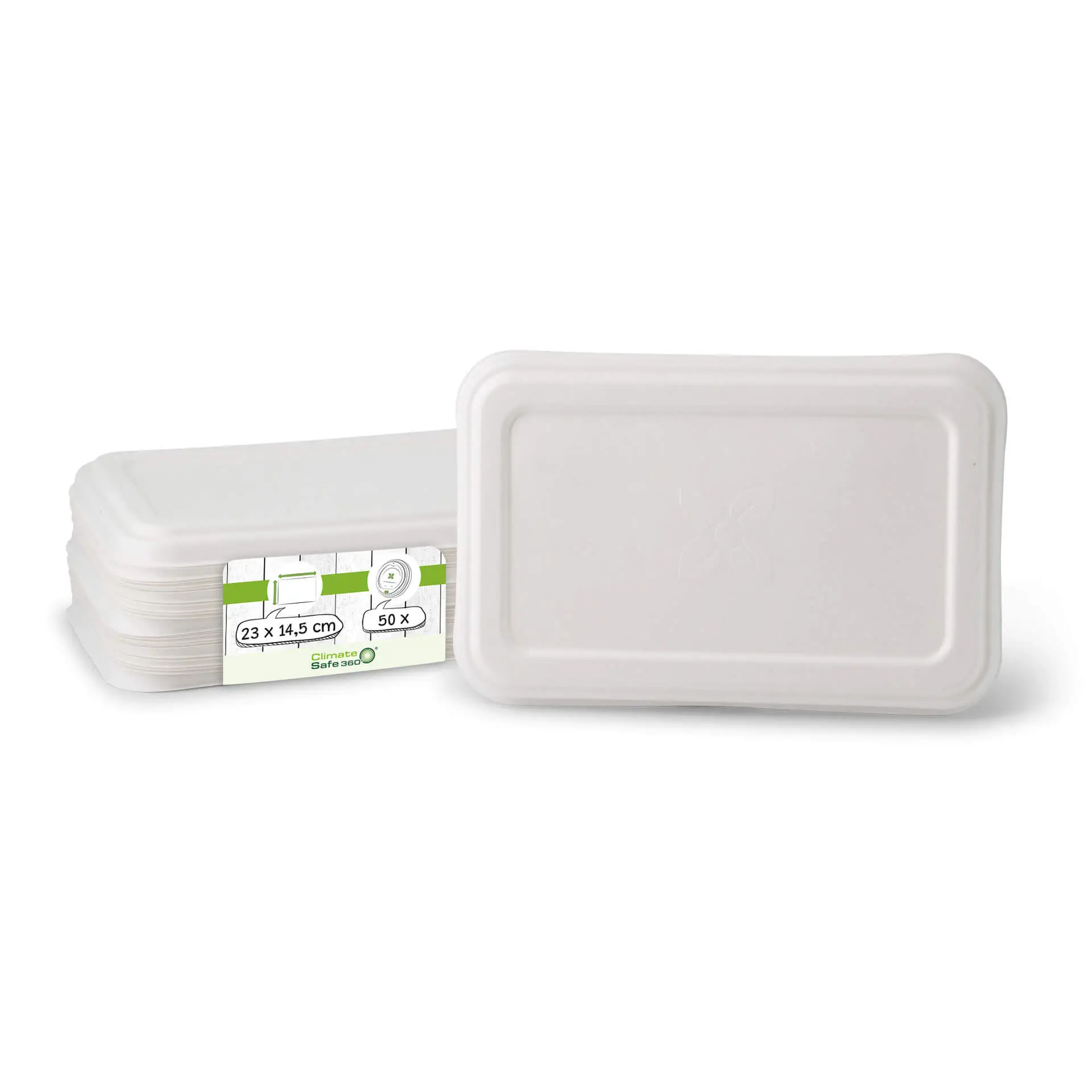 Sugarcane-lids 23 x 14.5 cm, rectangular (f. Menu-trays 1.000 ml)