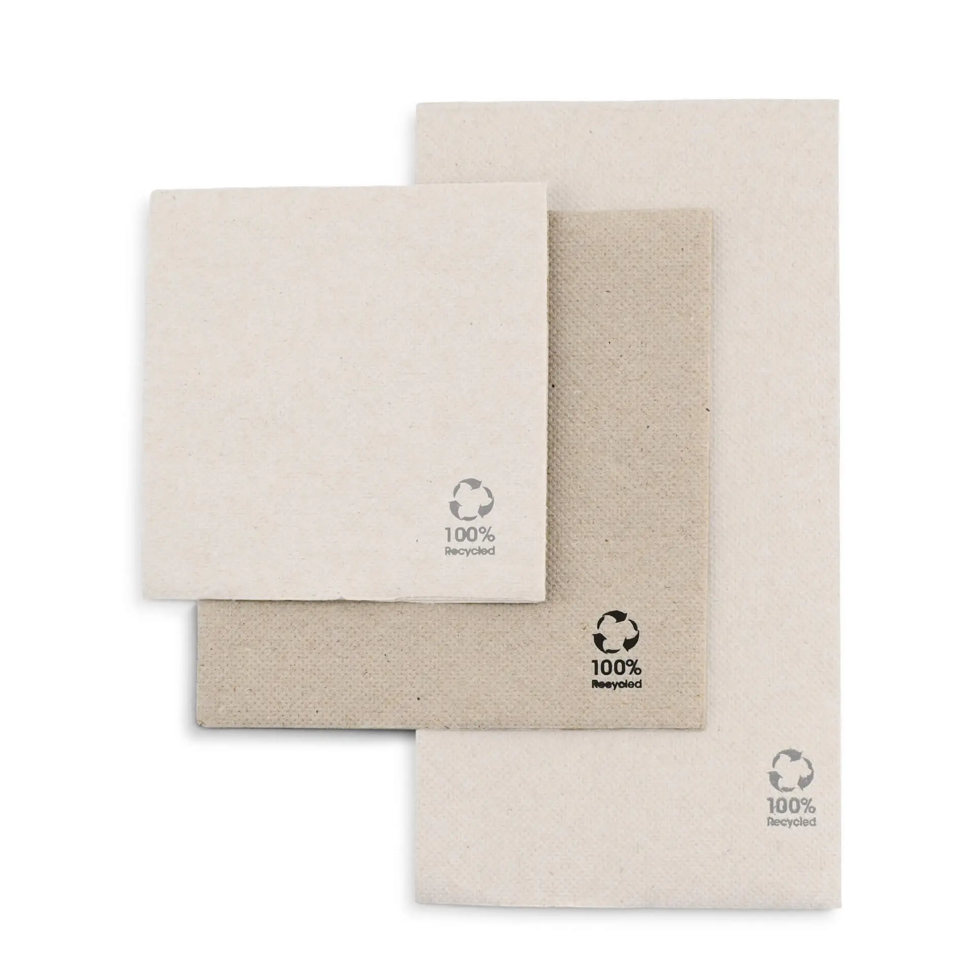 Napkins made of recycled paper (Premium) 25 x 25 cm, 2-ply, 1/4 fold, unbleached