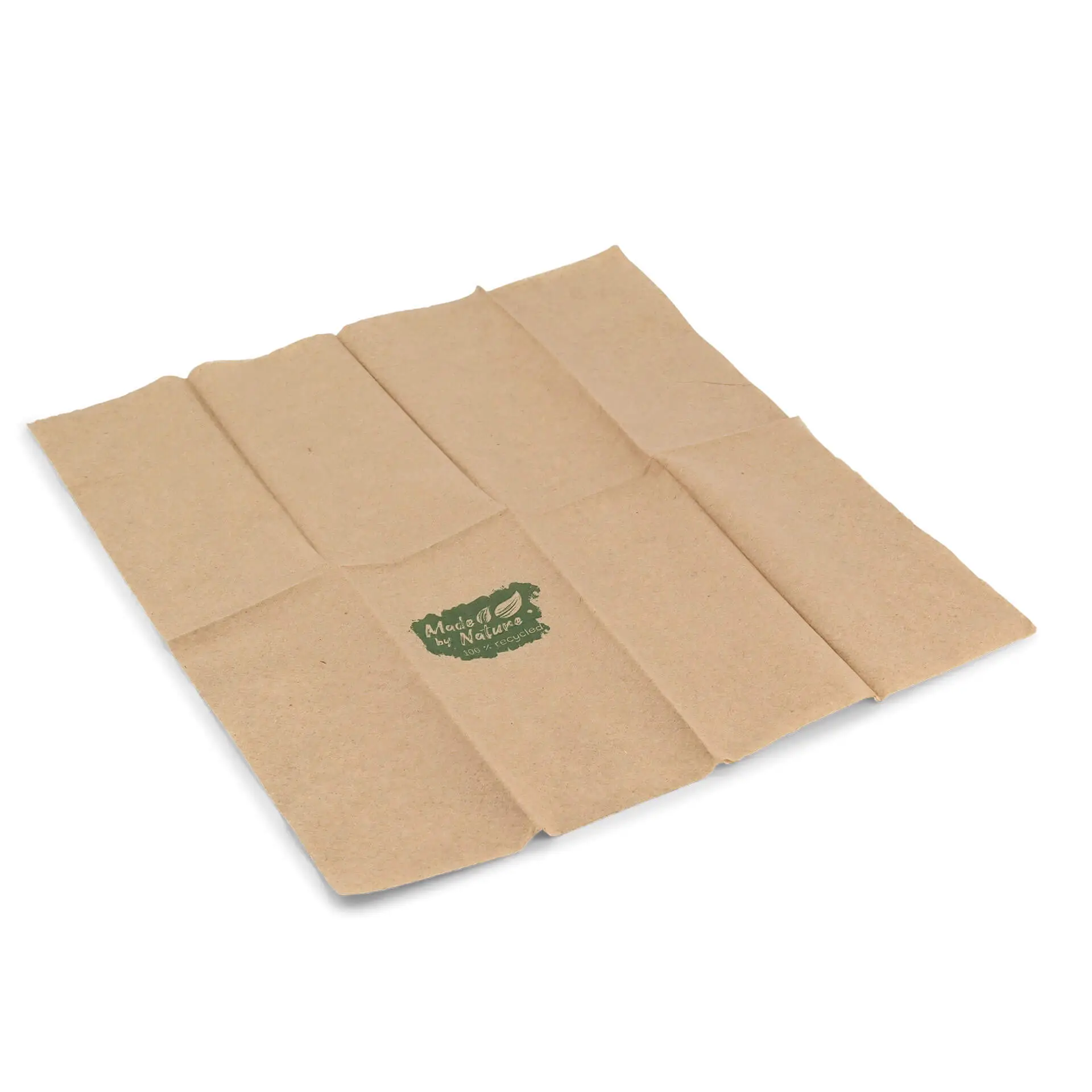 Napkins made of recycled paper 32.5 x 32.5 cm, 2-ply, 1/8 fold, unbleached, "Made by Nature"