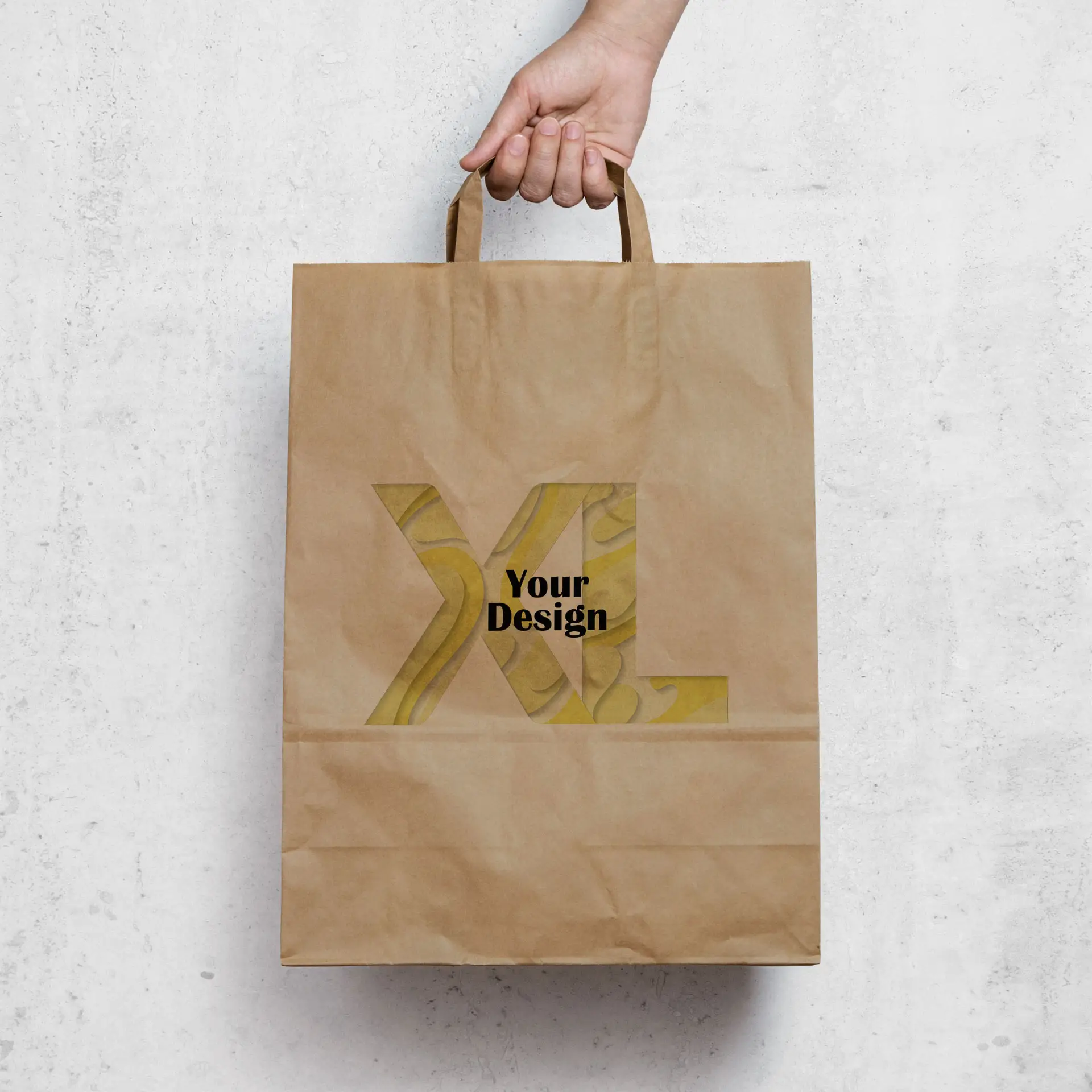 Paper bag printing with logo XL, 32 x 12 x 40 cm, kraft