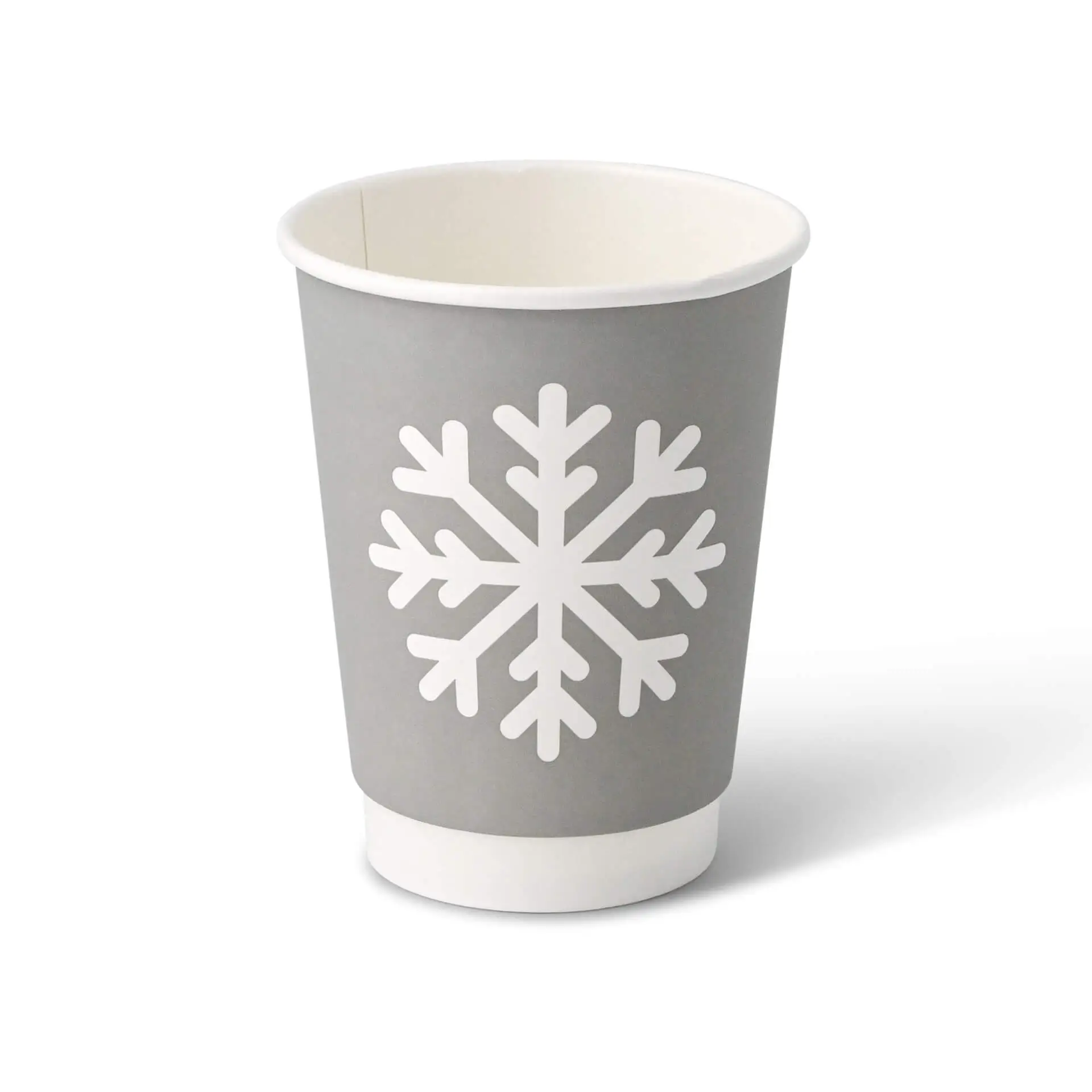 Double-walled paper cup Winter "Snowflake", 300 ml / 12 oz, Ø 90 mm, grey