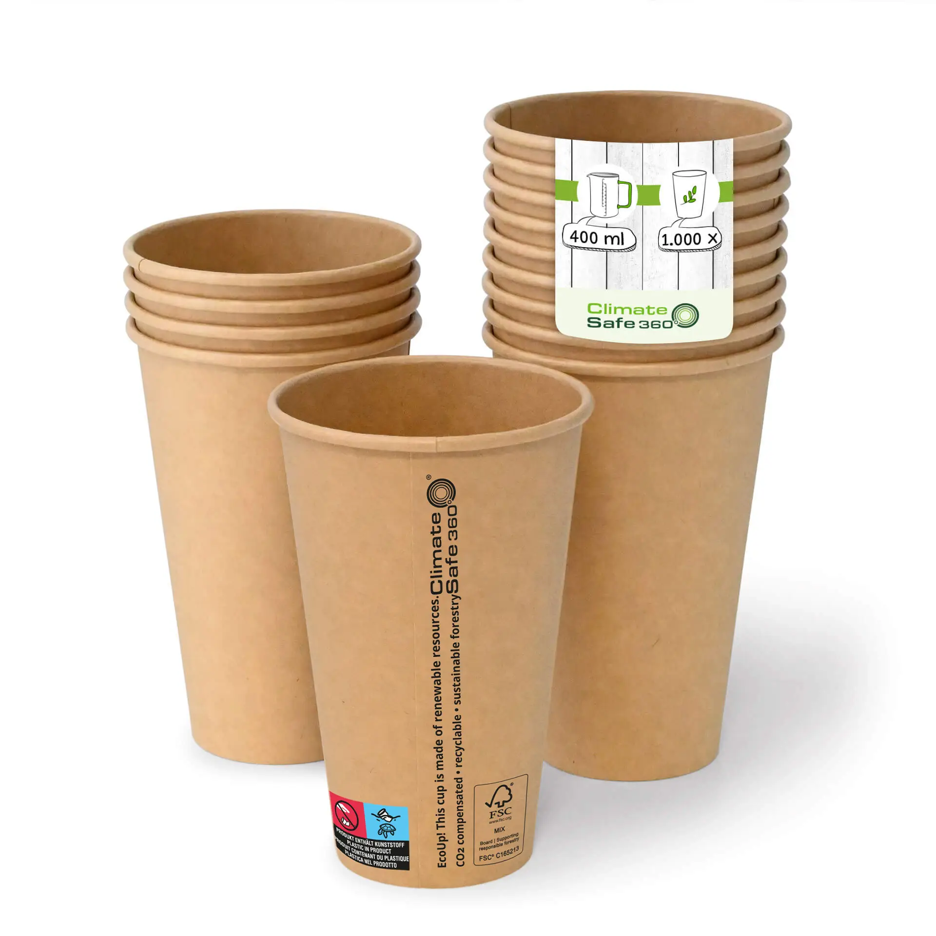 16 oz Paper cups (coated), Ø 90 mm, brown