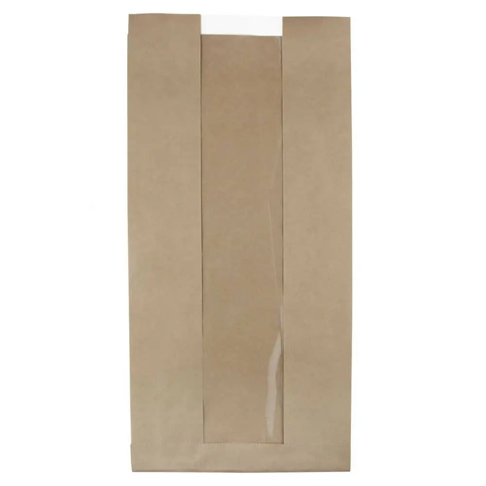 Paper-strip window bags L, 20 + 11 x 41 cm, kraft