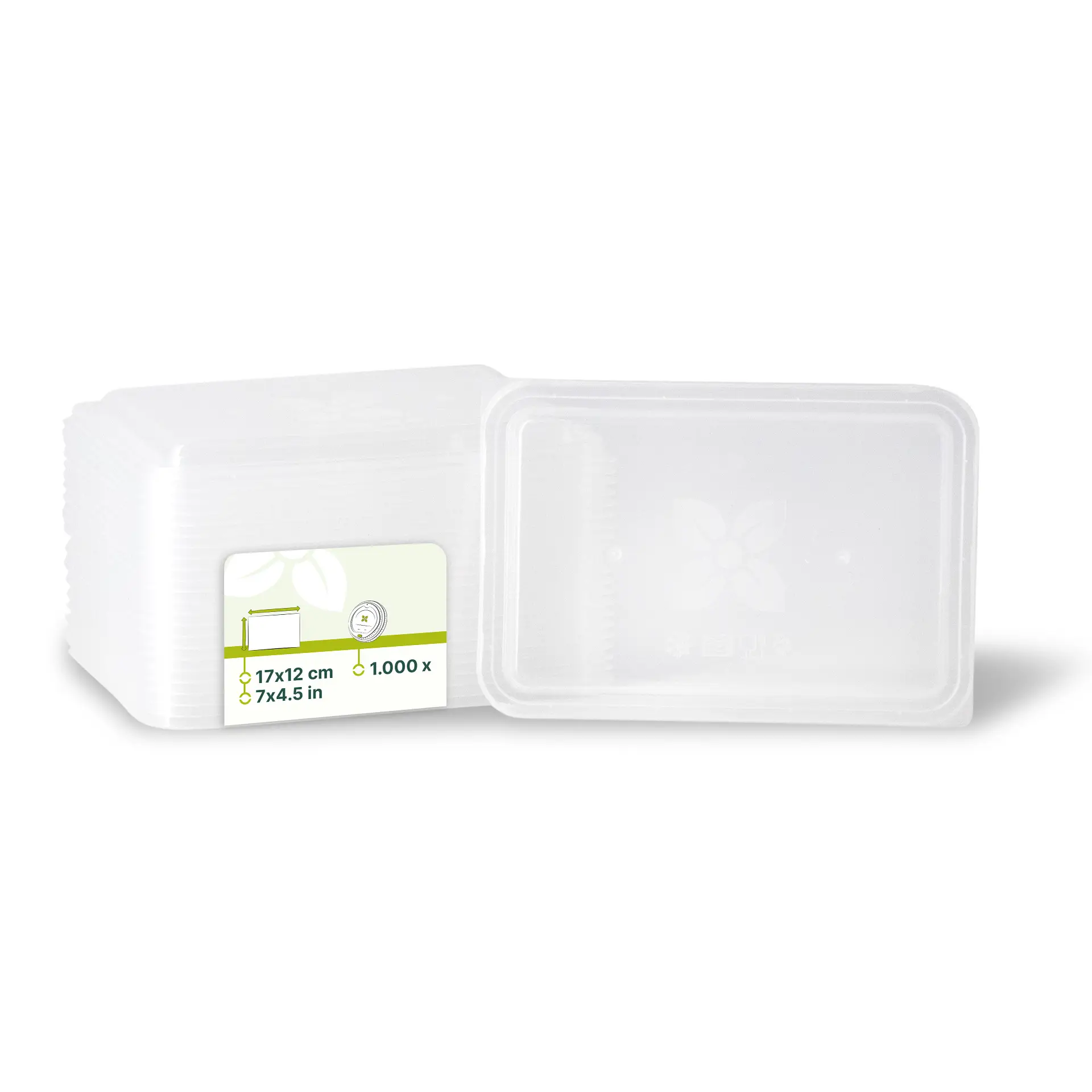 PP-lids 17 x 12 cm, clear, rectangular