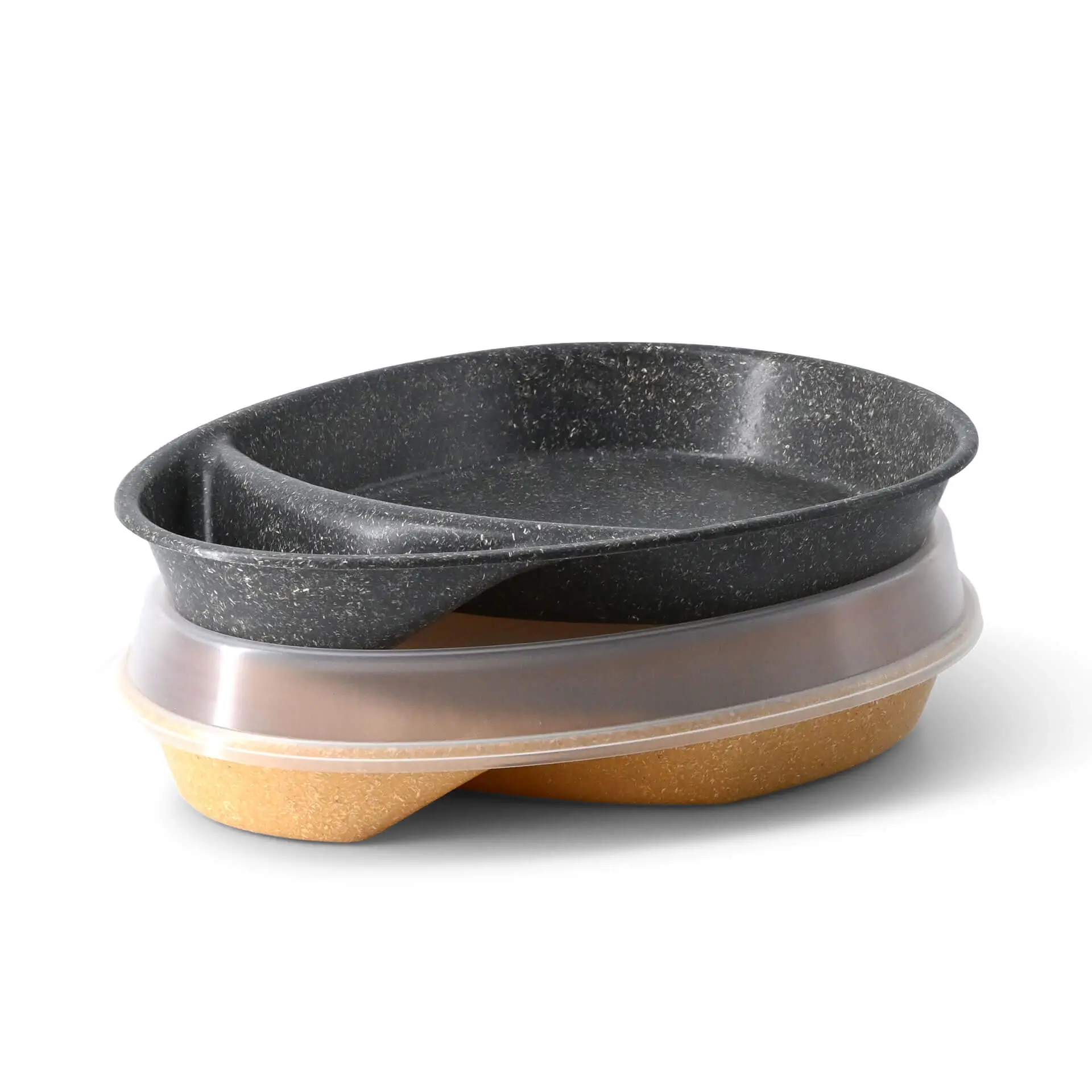 Reusable divided plates "merways Plate" 27.5 × 20 × 3.5 cm, 2 compartments, teardrop, pepper / grey