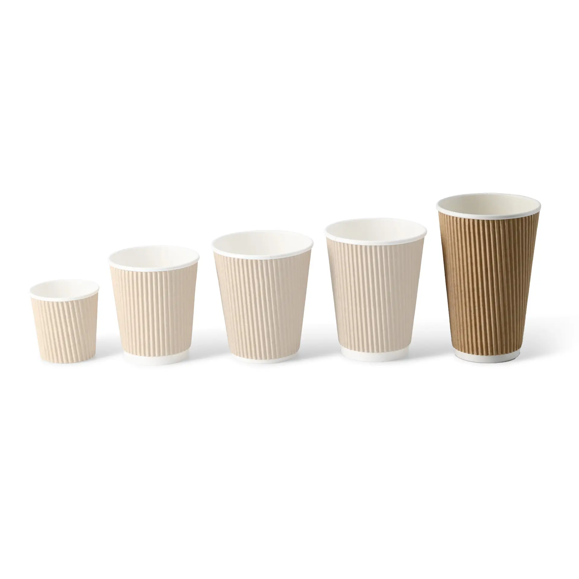 16 oz Take away coffee cups (coated) / Ripple cups, Ø 80 mm, brown, inner white