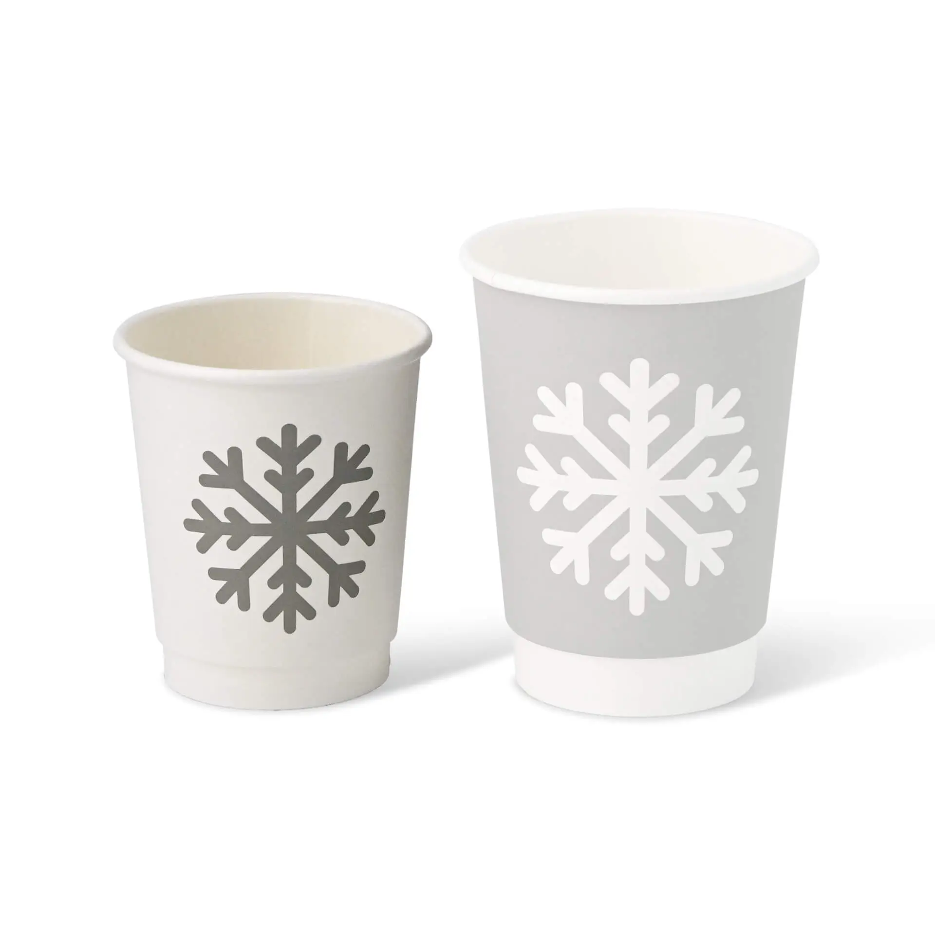 Double-walled paper cup Winter "Snowflake", 200 ml / 8 oz, Ø 80 mm, white