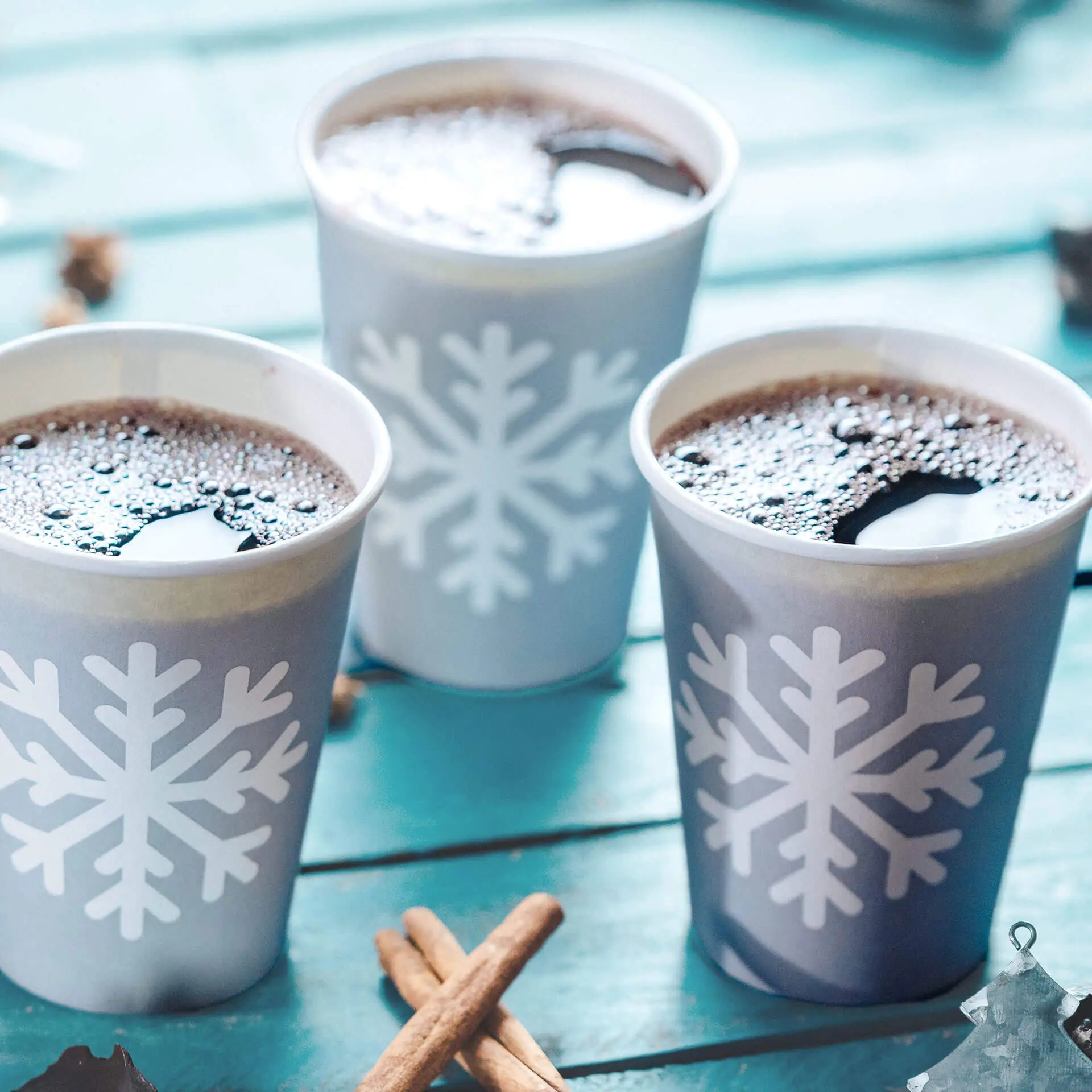 Paper cup Winter "Snowflake" 300 ml / 12 oz, Ø 90 mm, grey