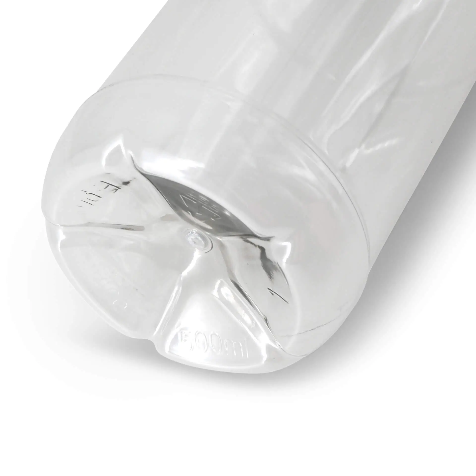 500 ml / 17.5 oz rPET bottles, clear, white lid