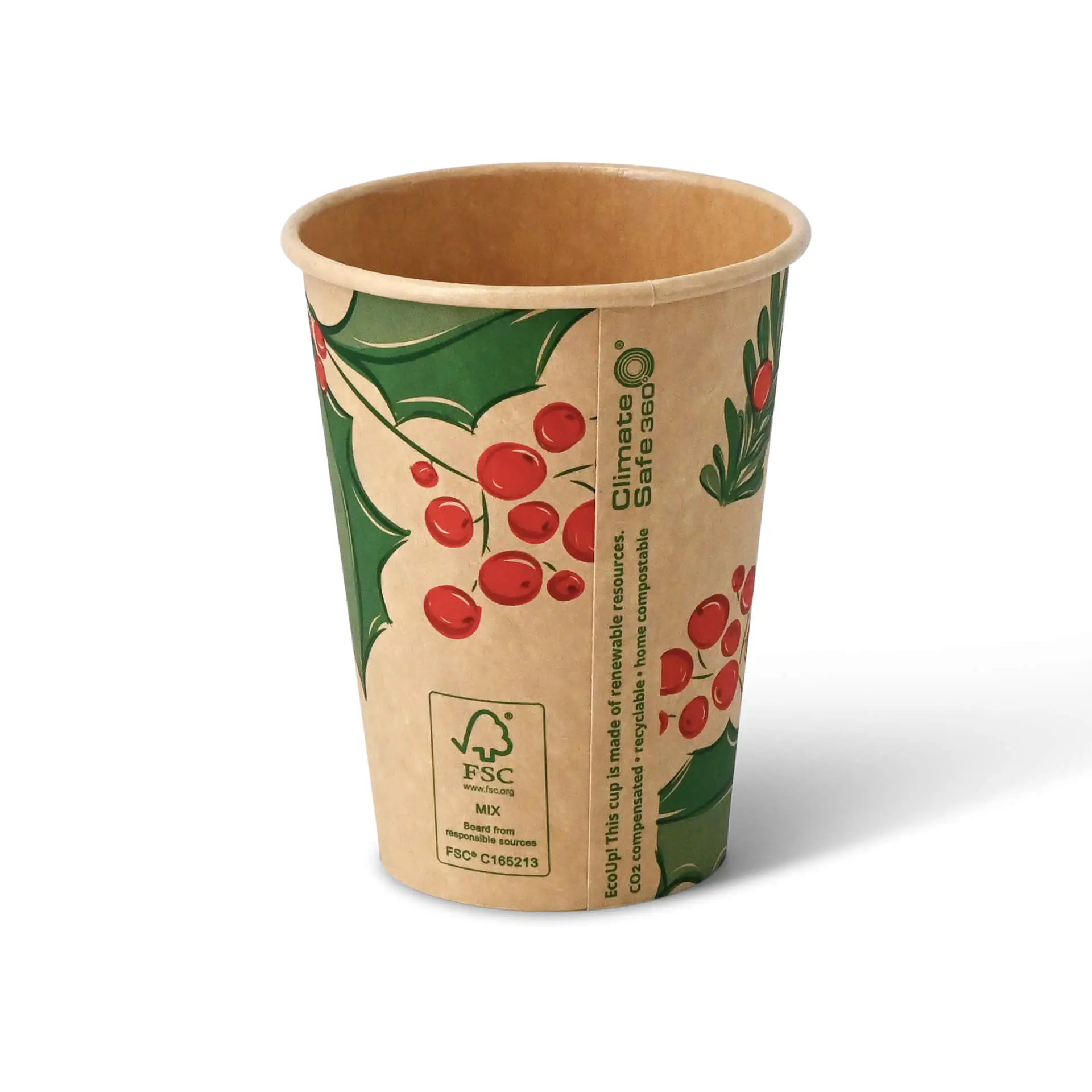 Paper cups Winter "Branches" 300 ml / 12 oz, Ø 90 mm, unbleached