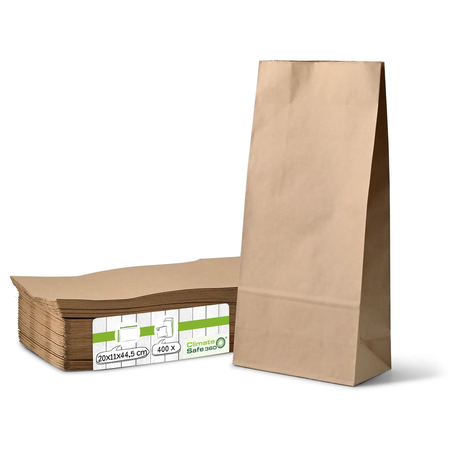 Block bottom bags XL, 20 x 11 x 44.5 cm, PP-foil, brown, kraft paper