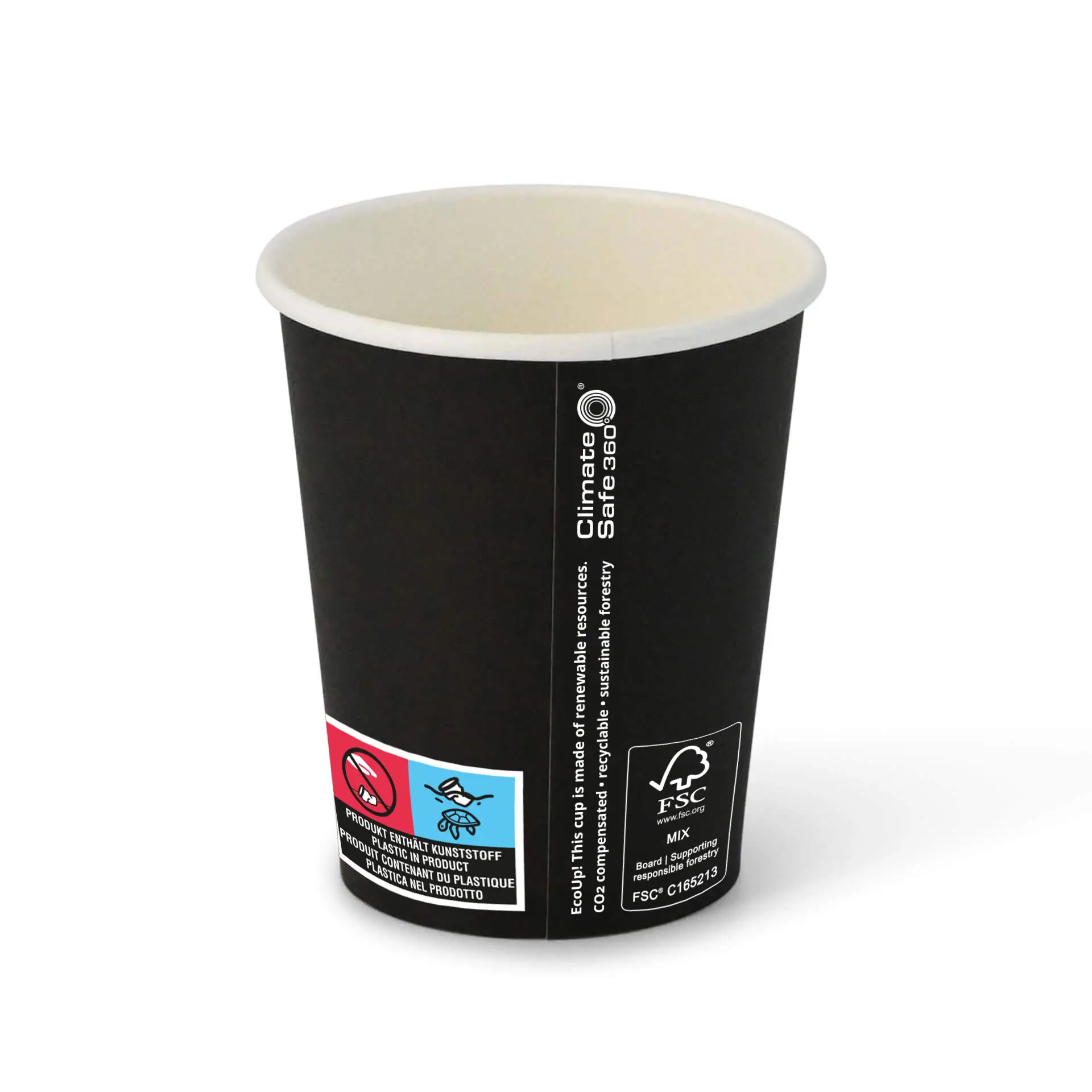 8 oz Paper cups (coated), Ø 80 mm, black