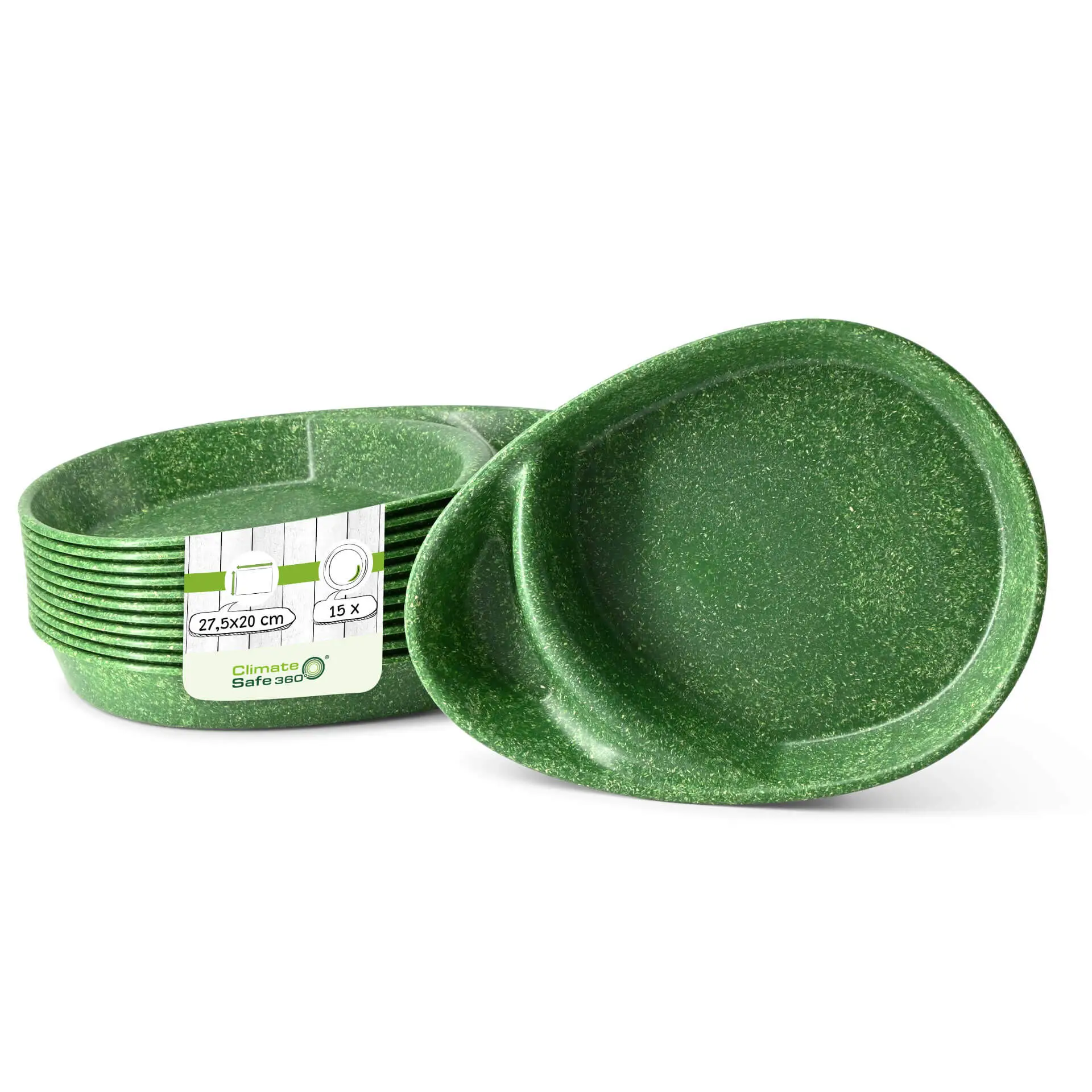 Reusable divided plates "merways Plate" 27.5 × 20 × 3.5 cm, 2 compartments, teardrop, dark green