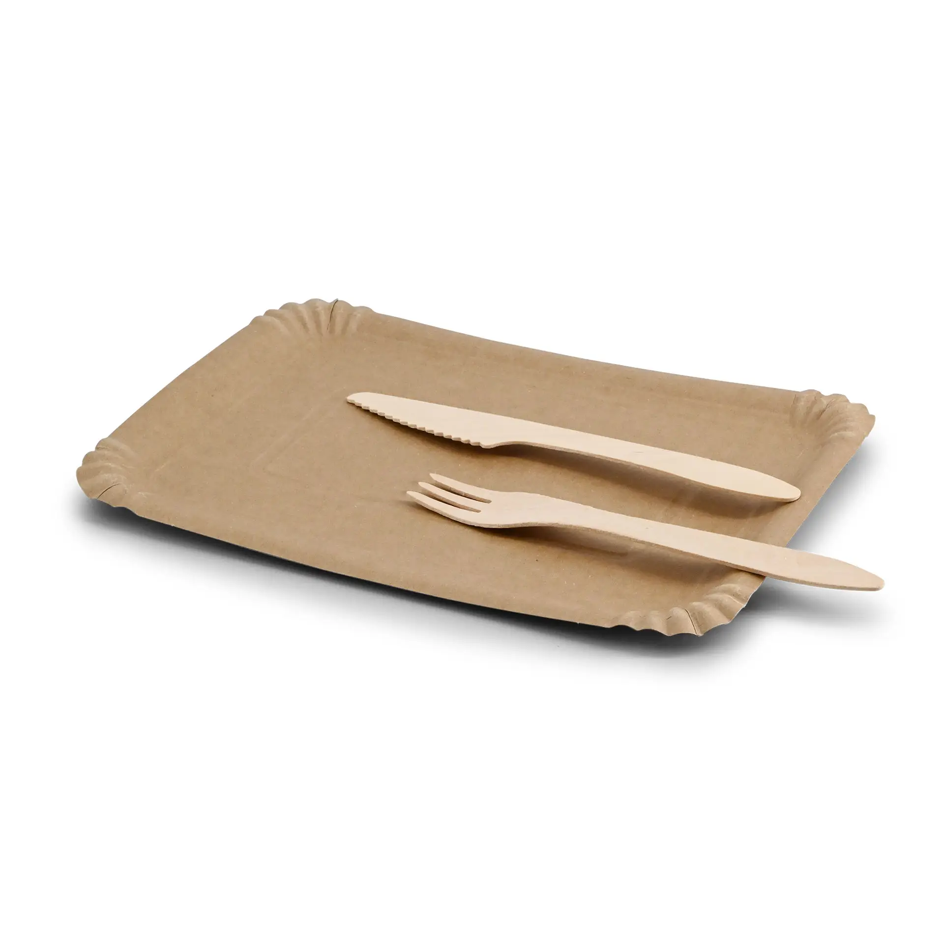 Paper plates 18,5 x 27 cm, brown, rectangular