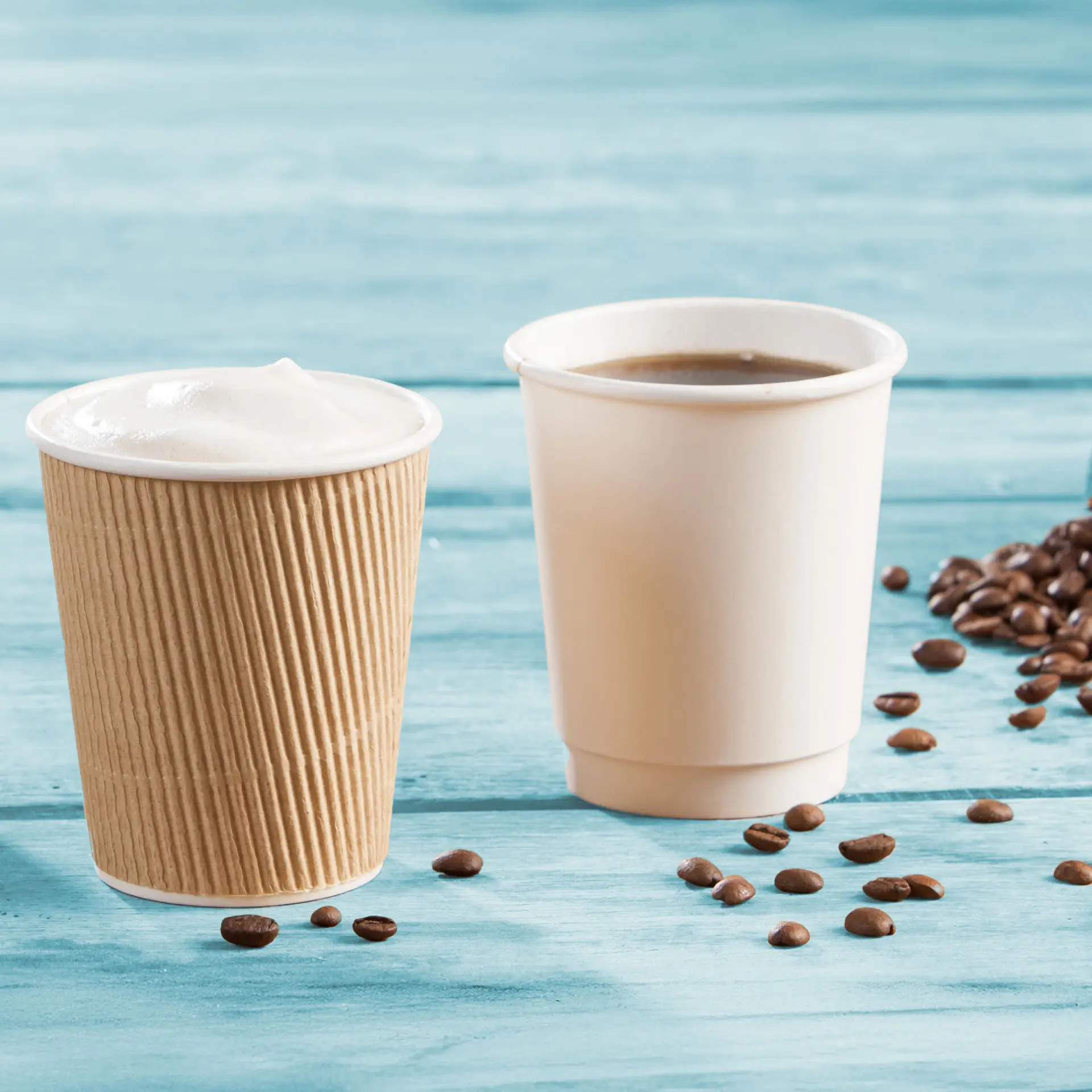 8 oz Take away coffee cups (coated), double-walled, Ø 80 mm, white