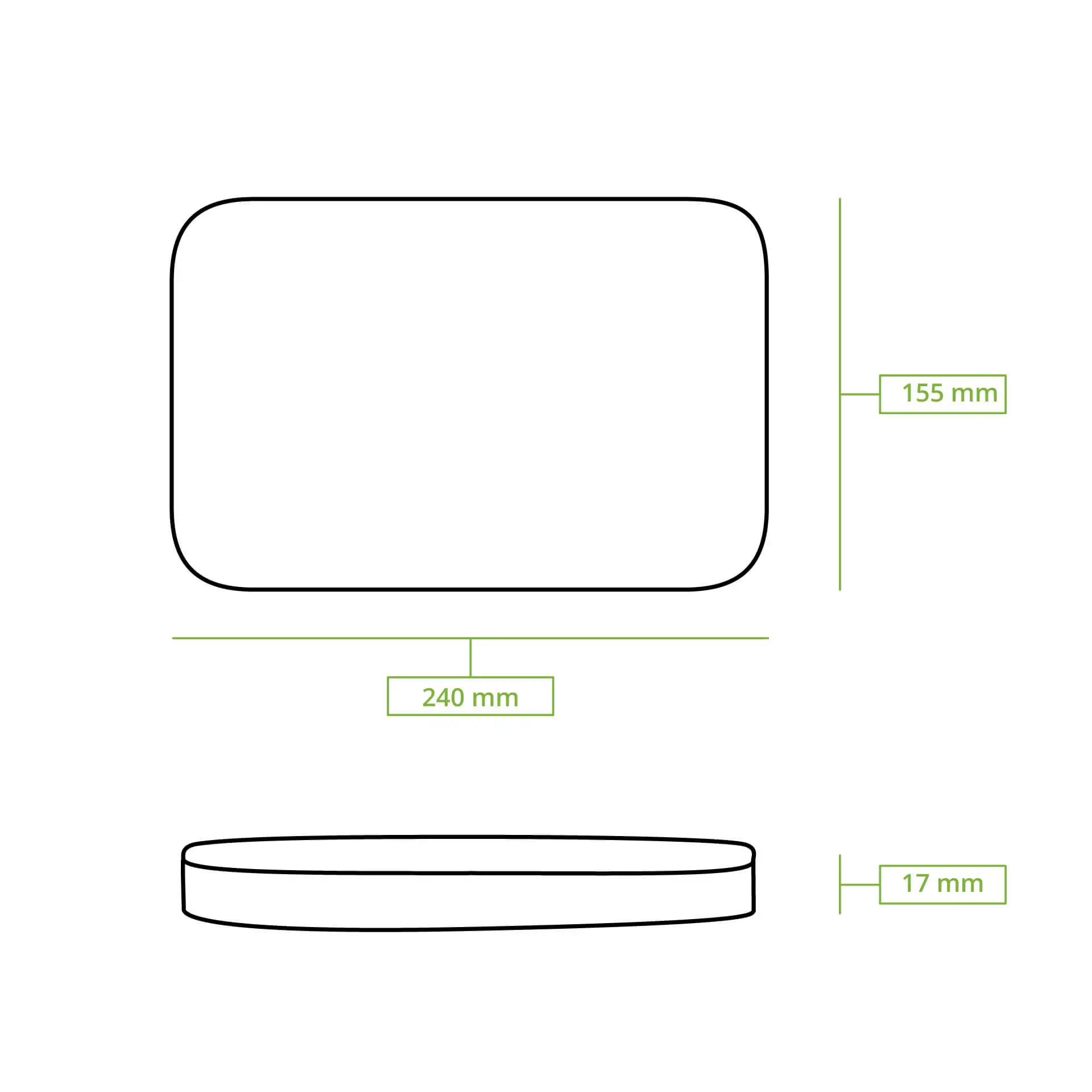 Sugarcane-lids 23 x 14.5 cm, rectangular (f. Menu-trays 1.000 ml)