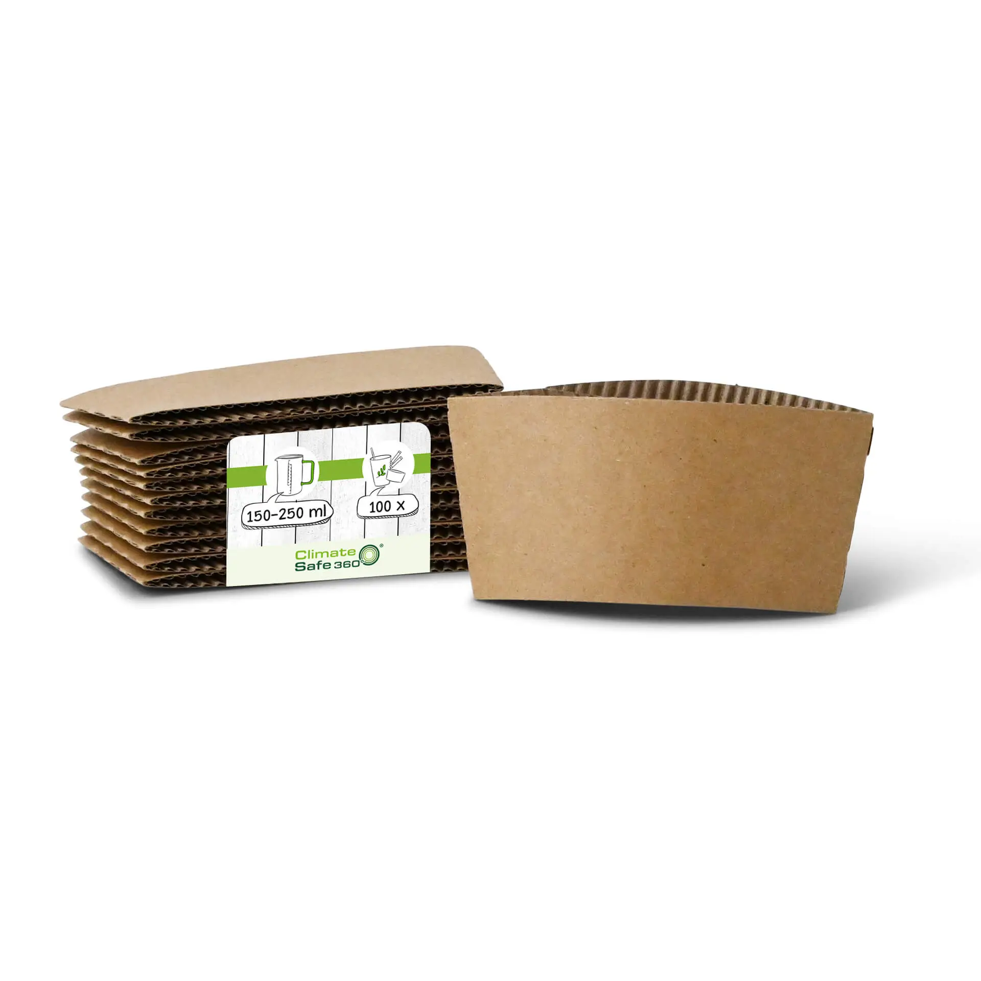 Cardboard sleeves for 6 / 8 / 10 oz paper cups, kraft